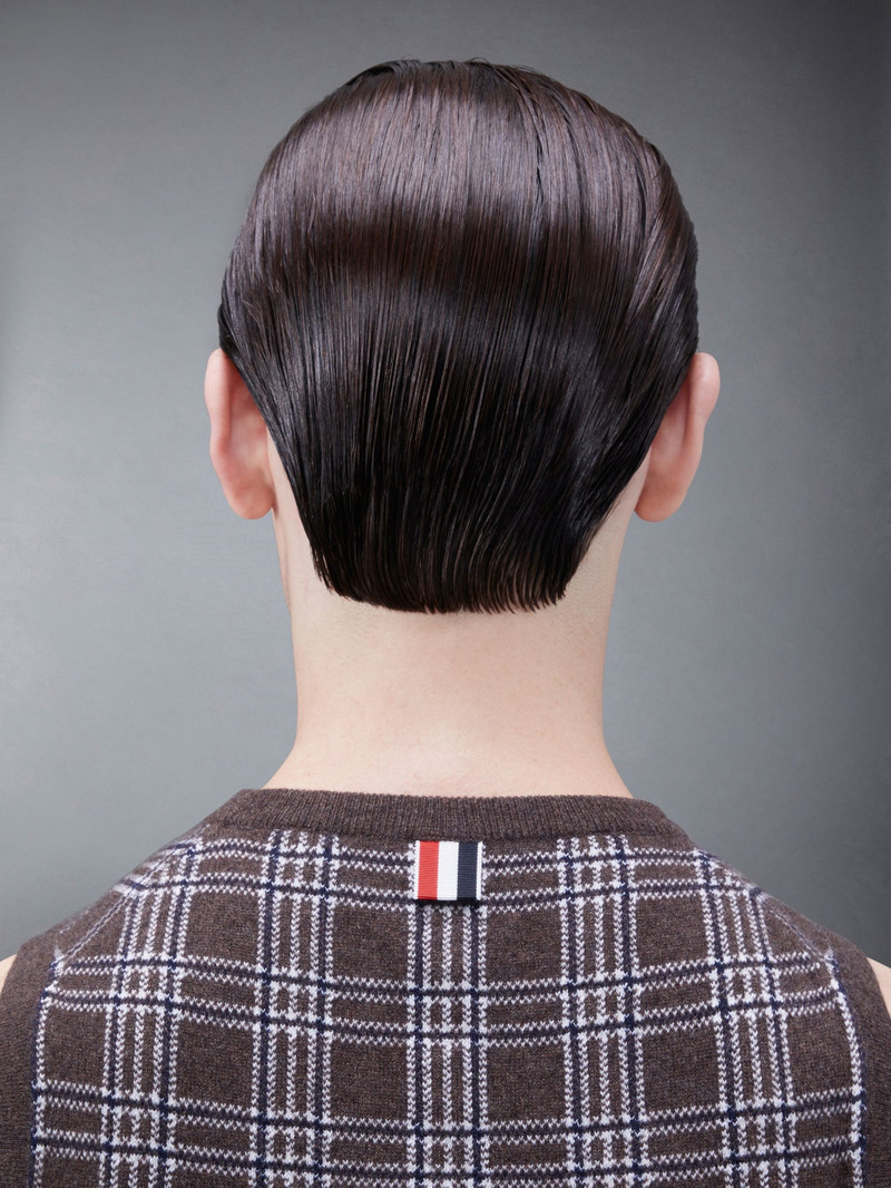 Prince of Wales Cashmere Short Crew Neck Shell Top 4