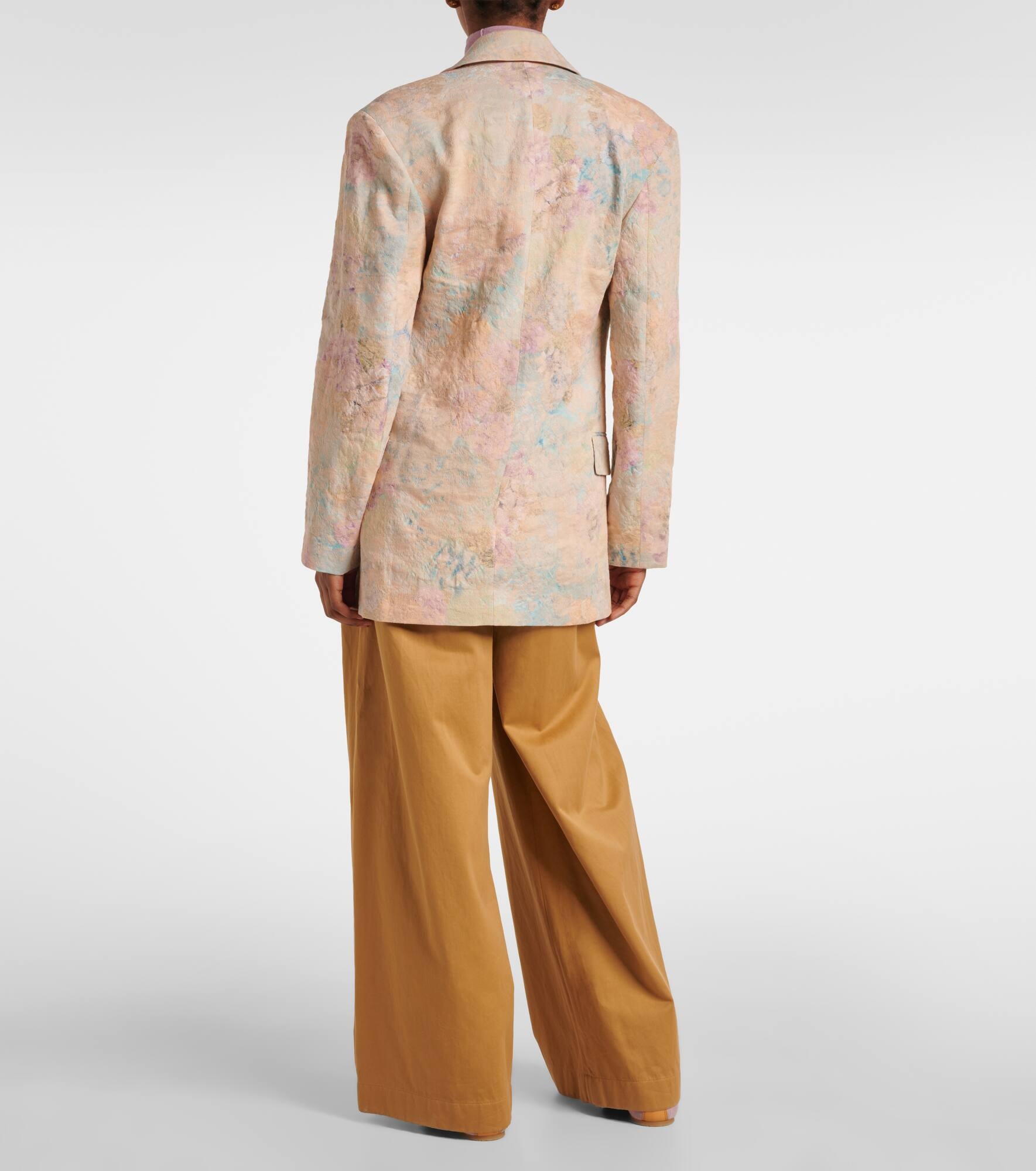 Floral linen-blend jacquard blazer - 3