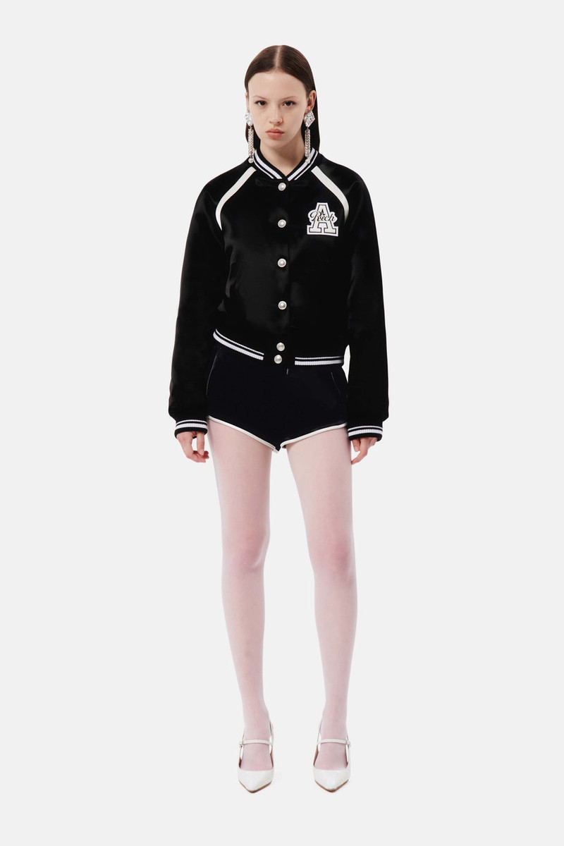 Alessandra Rich SATIN BOMBER JACKET WITH PATCH outlook