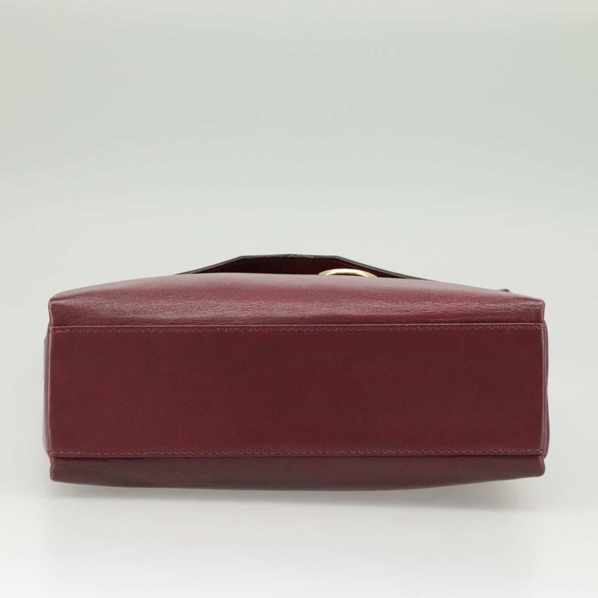 CELINE Shoulder Bag Leather Wine Red Gold - 10