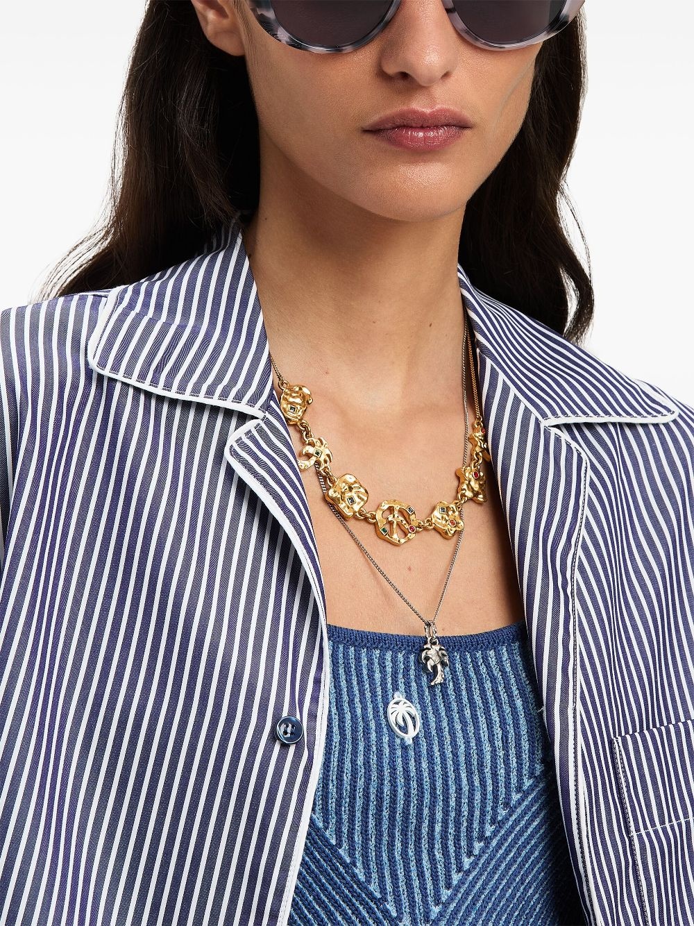 logo-print striped shirt - 6