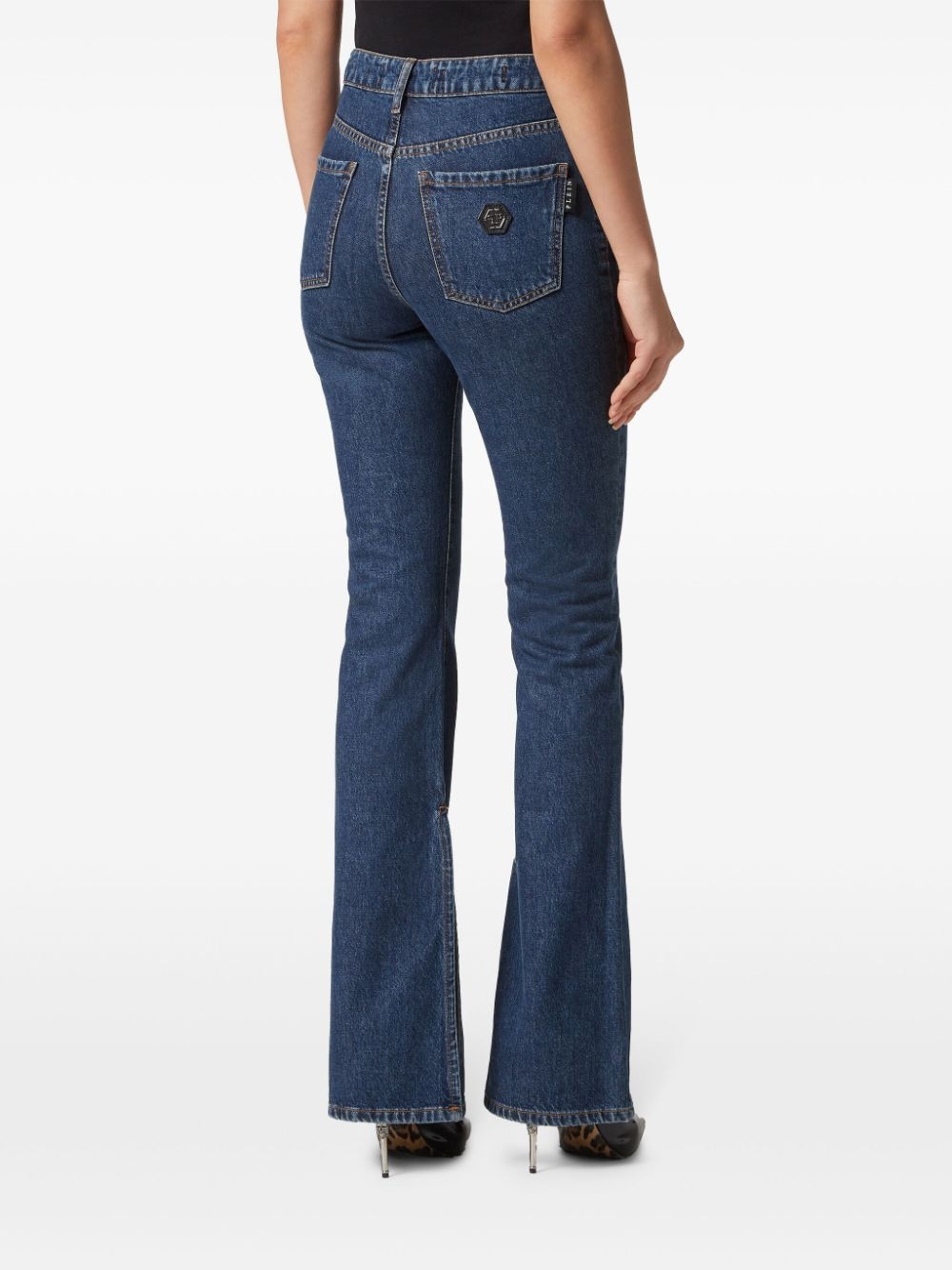 high-waisted flared jeans - 3
