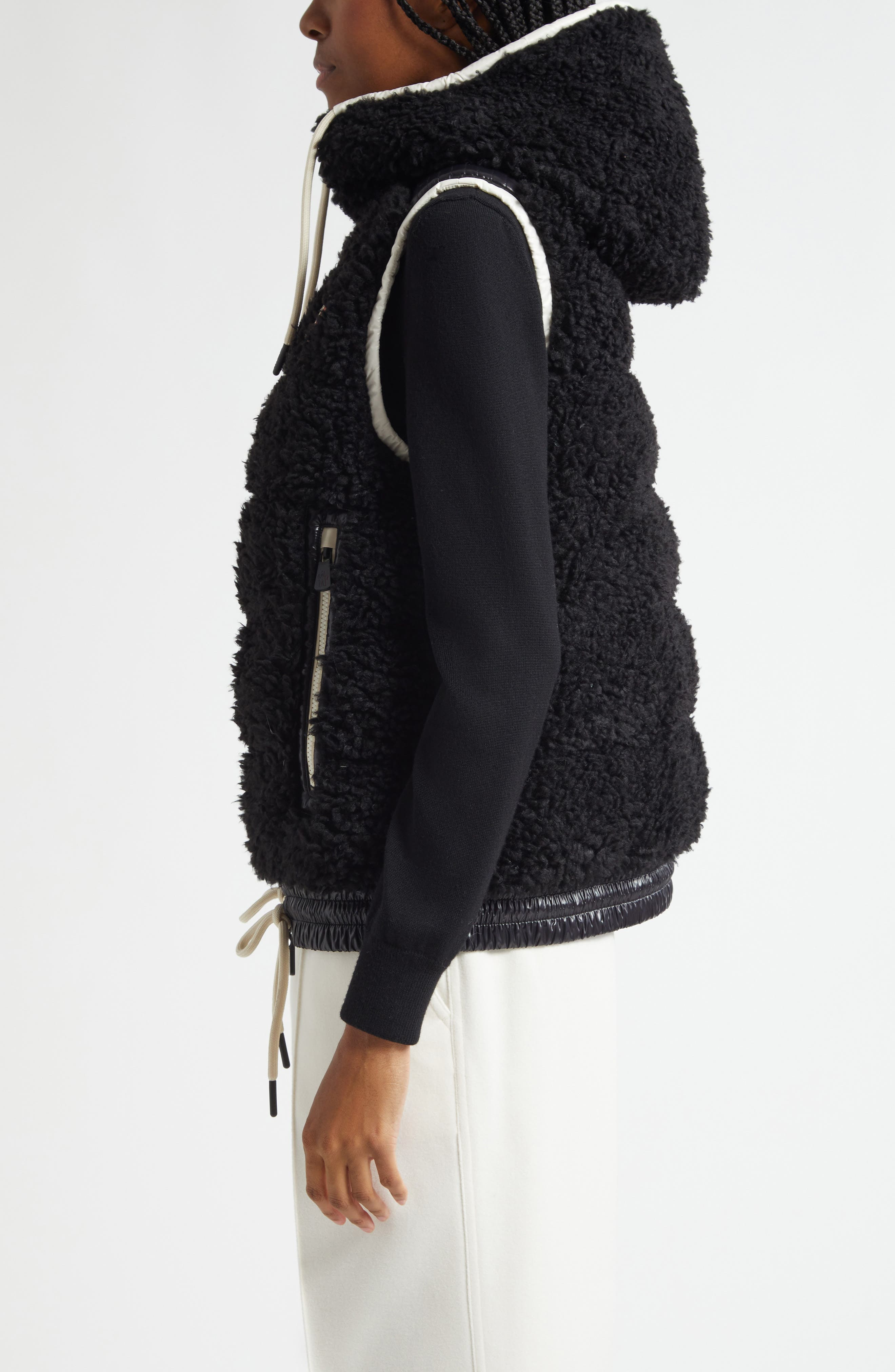 Moncler Grenoble Faux Shearling Hooded Down Vest in Black at Nordstrom - 4