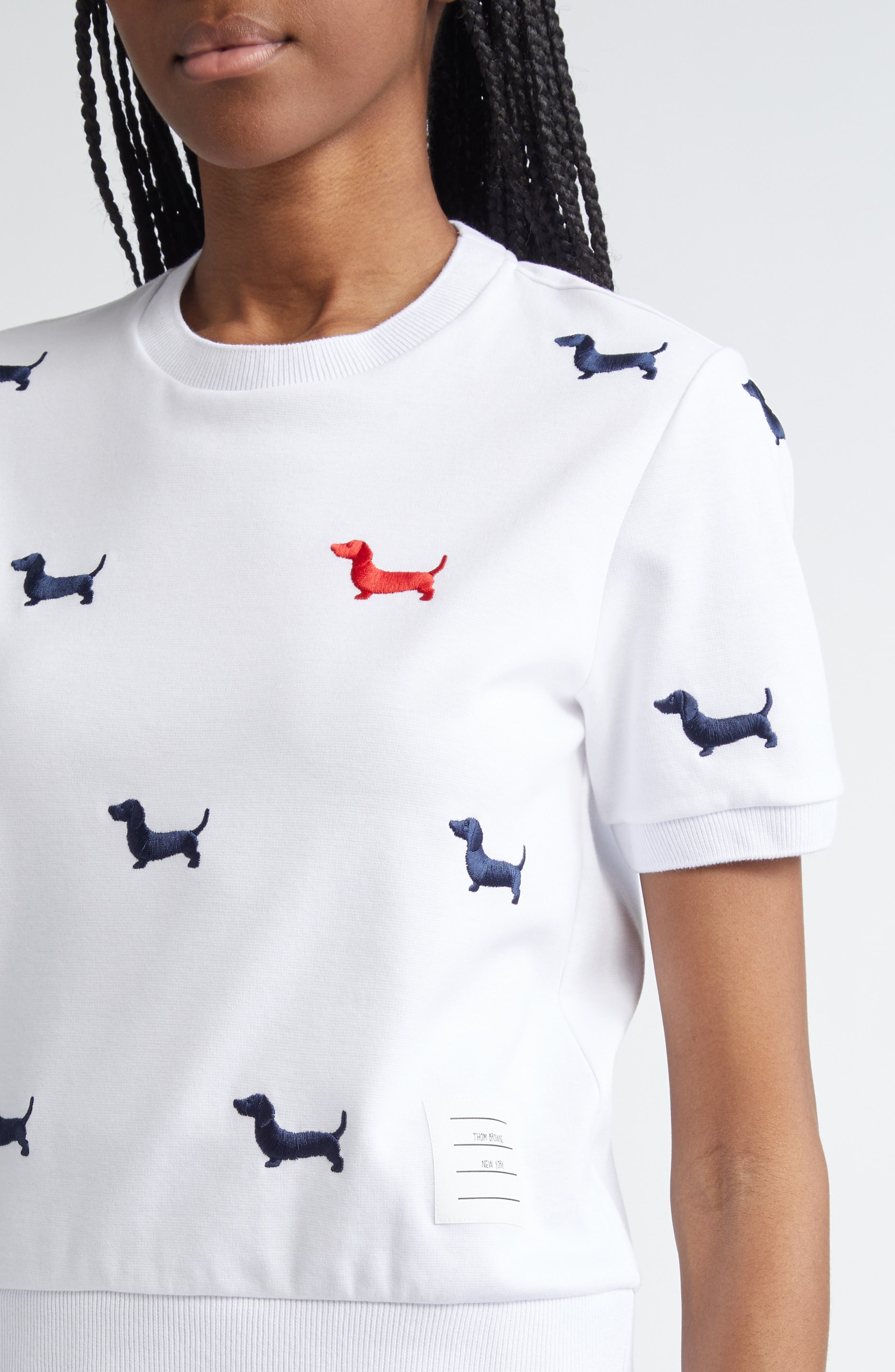 Thom Browne Hector Embroidered Cotton Sweater in White at Nordstrom - 5