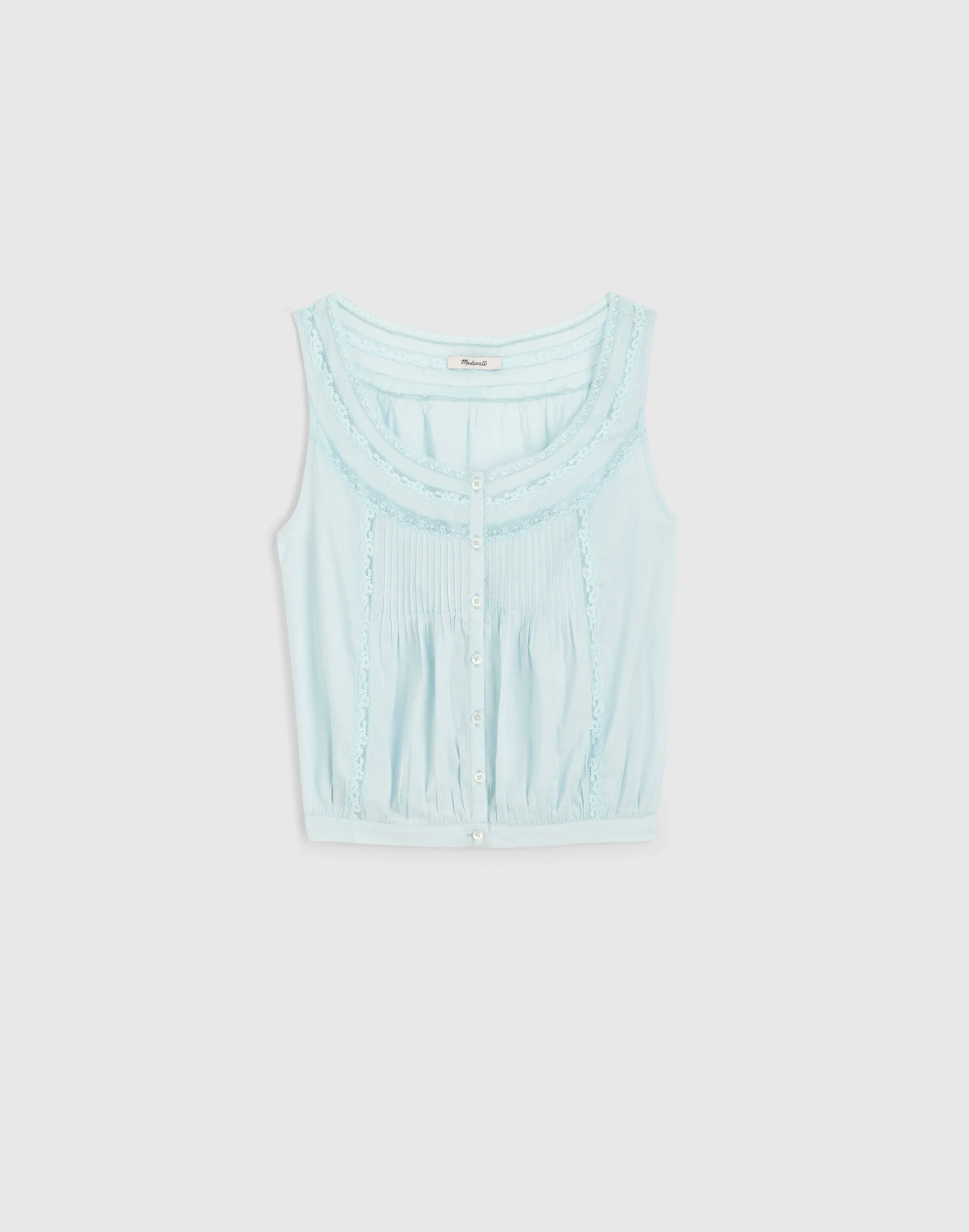 Lace-Insert Pintuck Sleeveless Top - 1