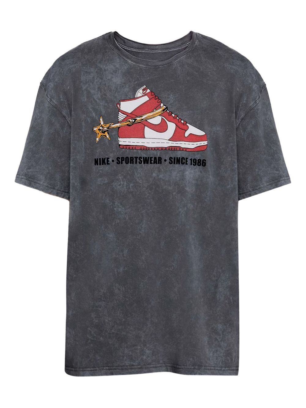 acid-wash sneaker-print T-shirt - 1