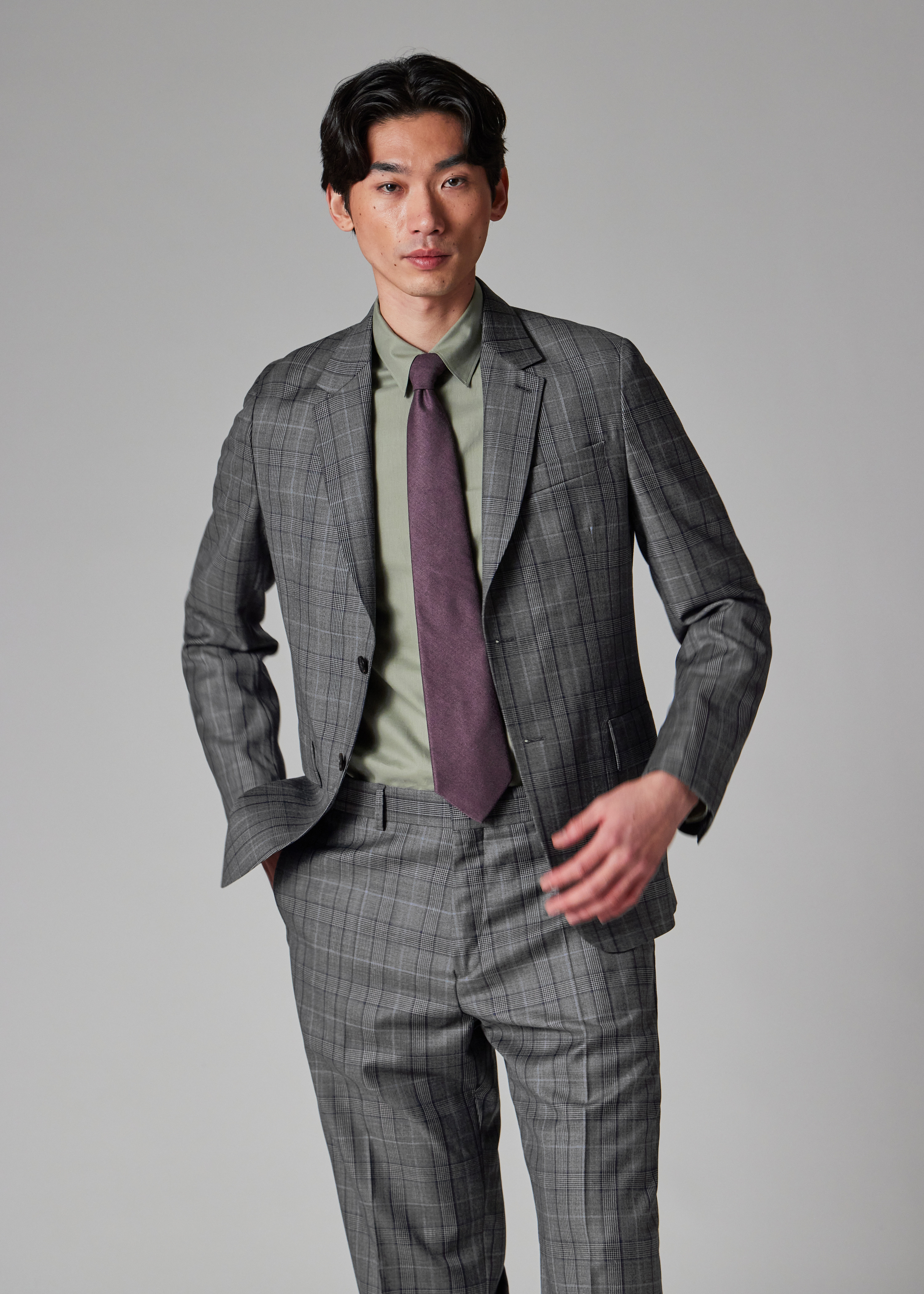 Grey Wool Check Suit - 12