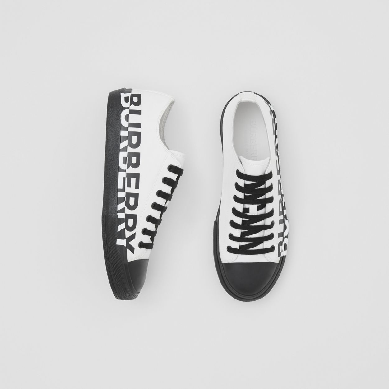 Logo Print Two-tone Cotton Gabardine Sneakers - 2