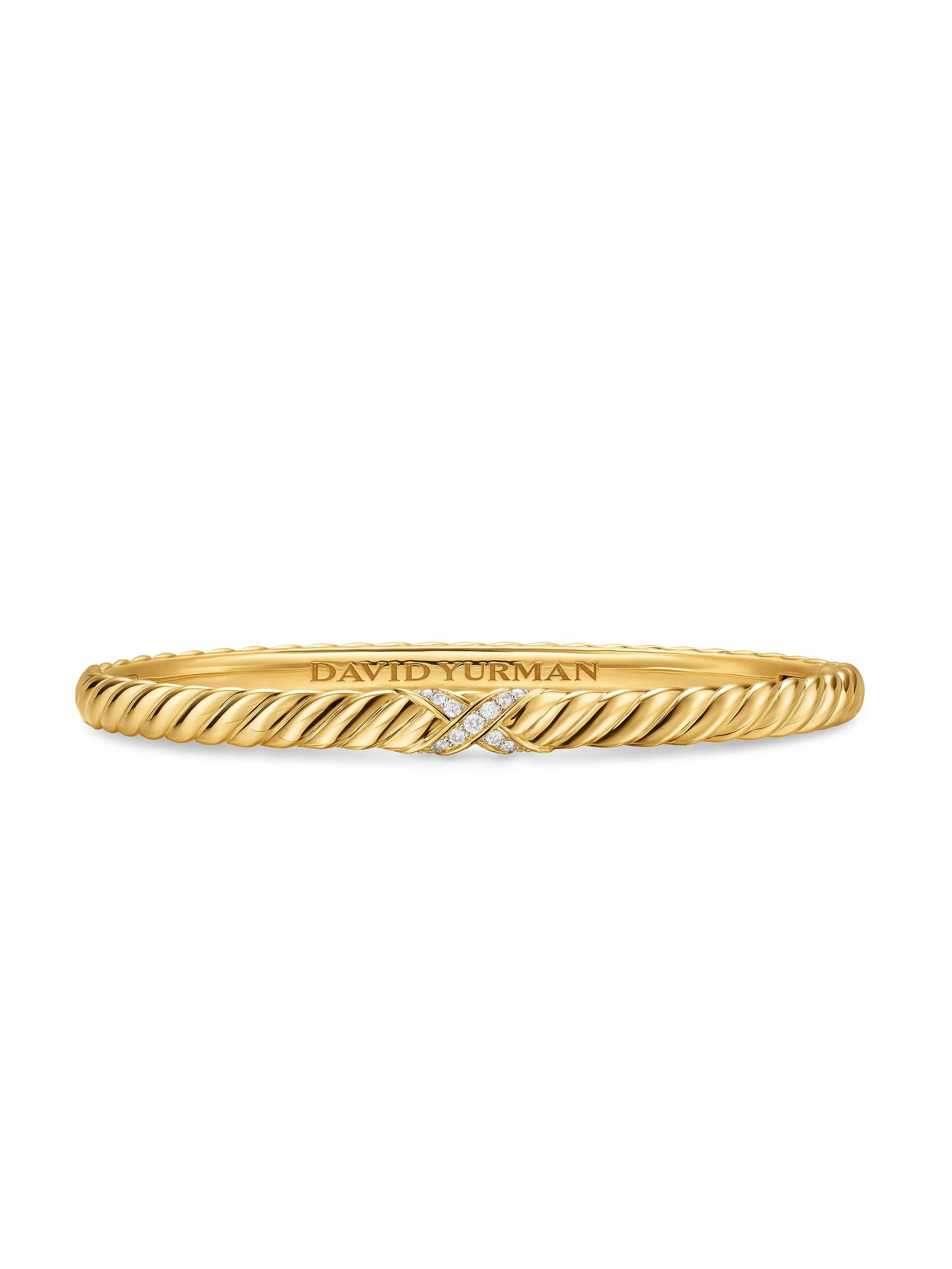Women's Sculpted Cable X Bracelet in 18K Yellow Gold - Diamond - 1