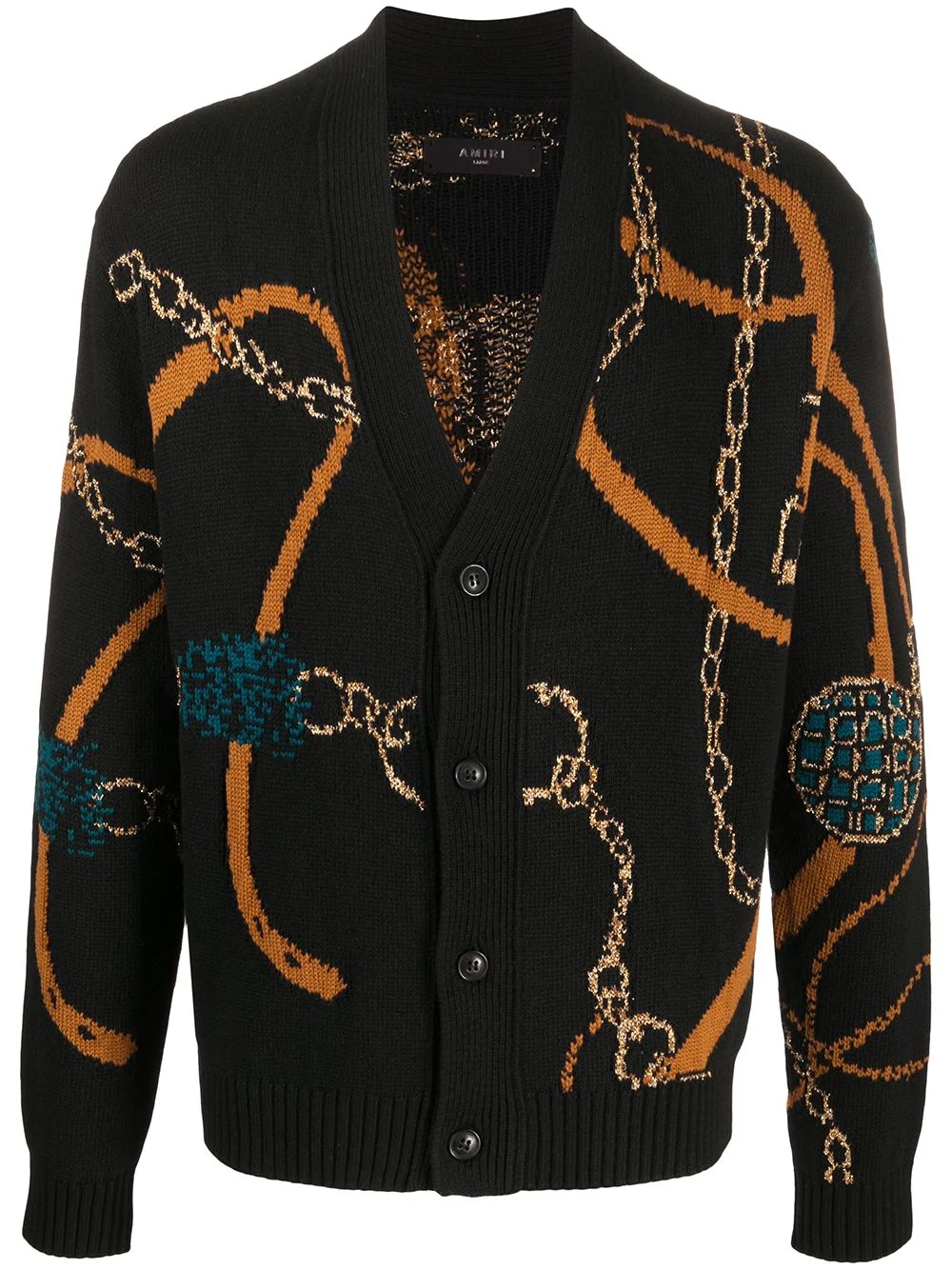 patterned V-neck cardigan - 1