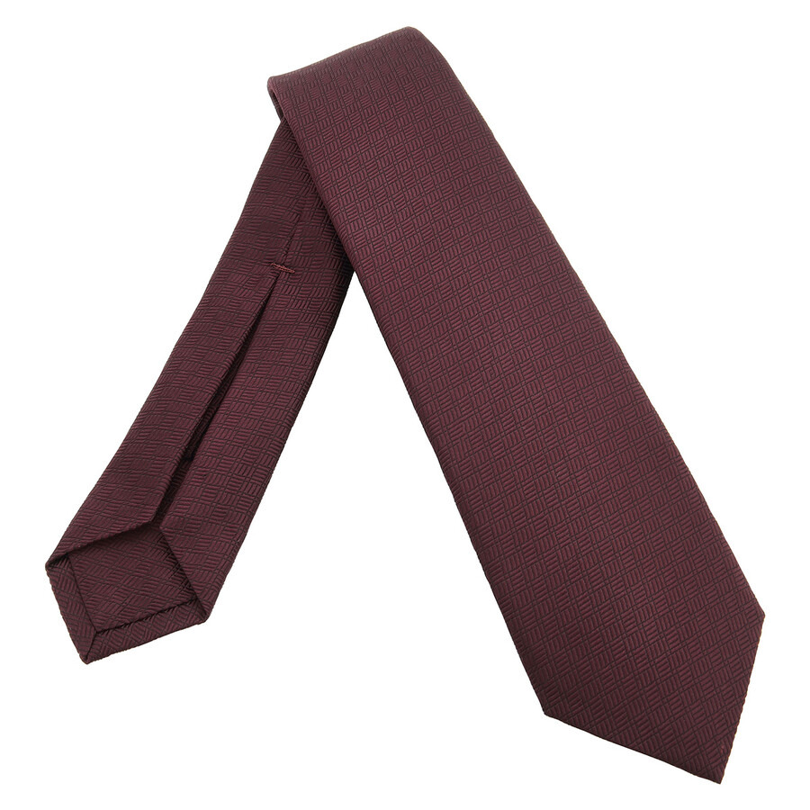 Bvlgari Burgundy"B3D" Fine Jacquard Silk Evening Tie - 2