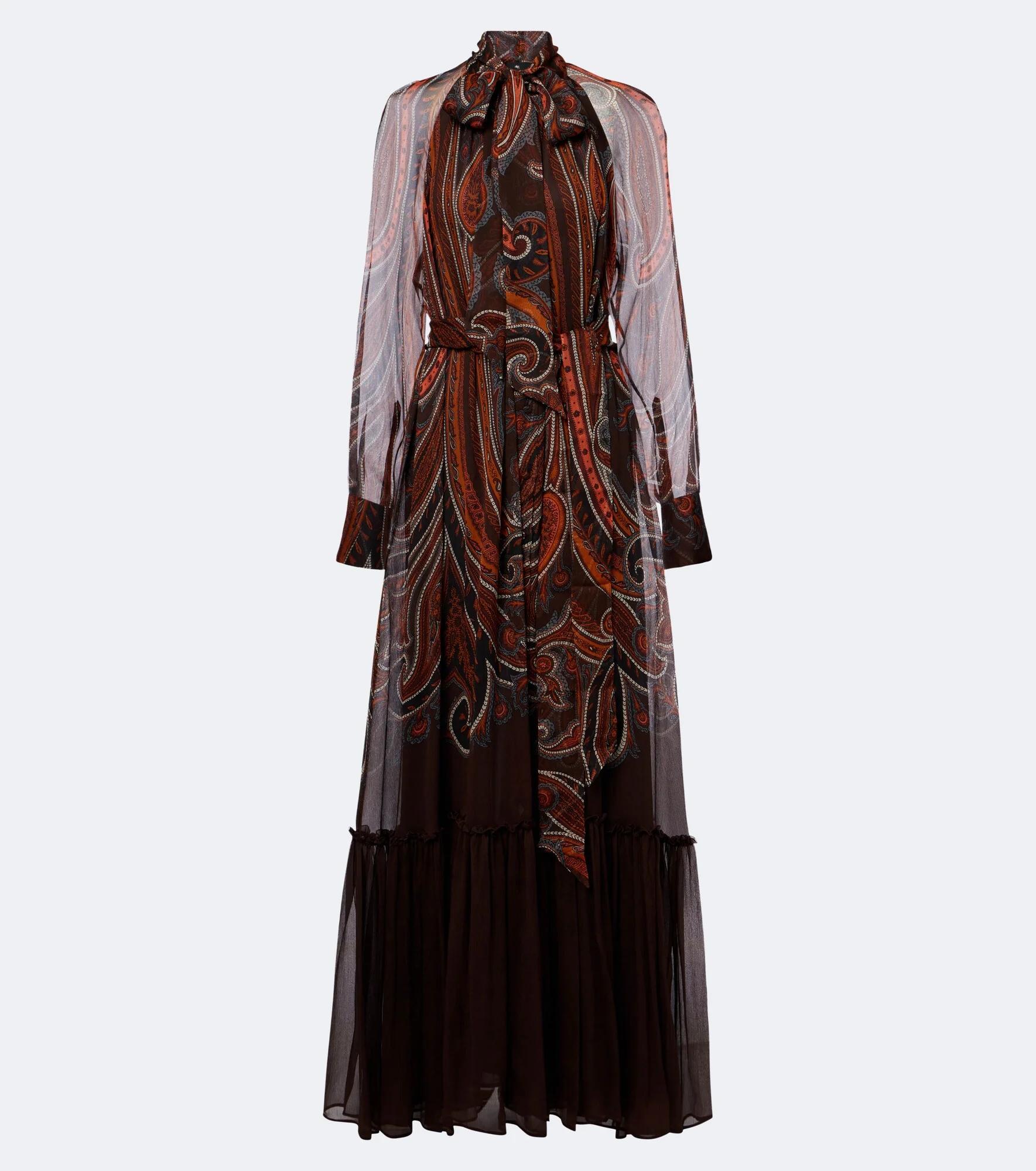 Paisley tie-neck silk maxi dress - 1