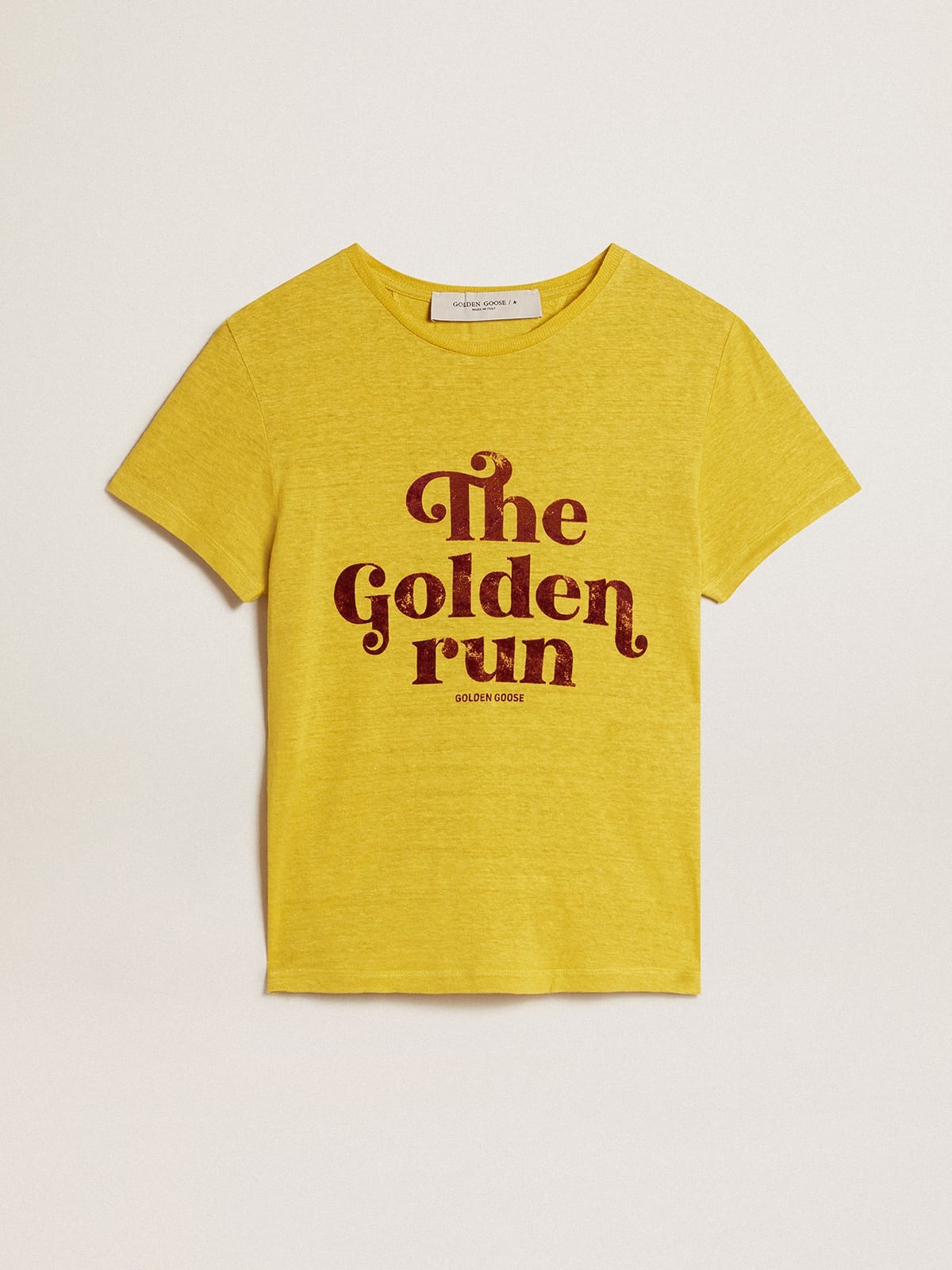 Women’s T-shirt in maize-yellow linen - 1