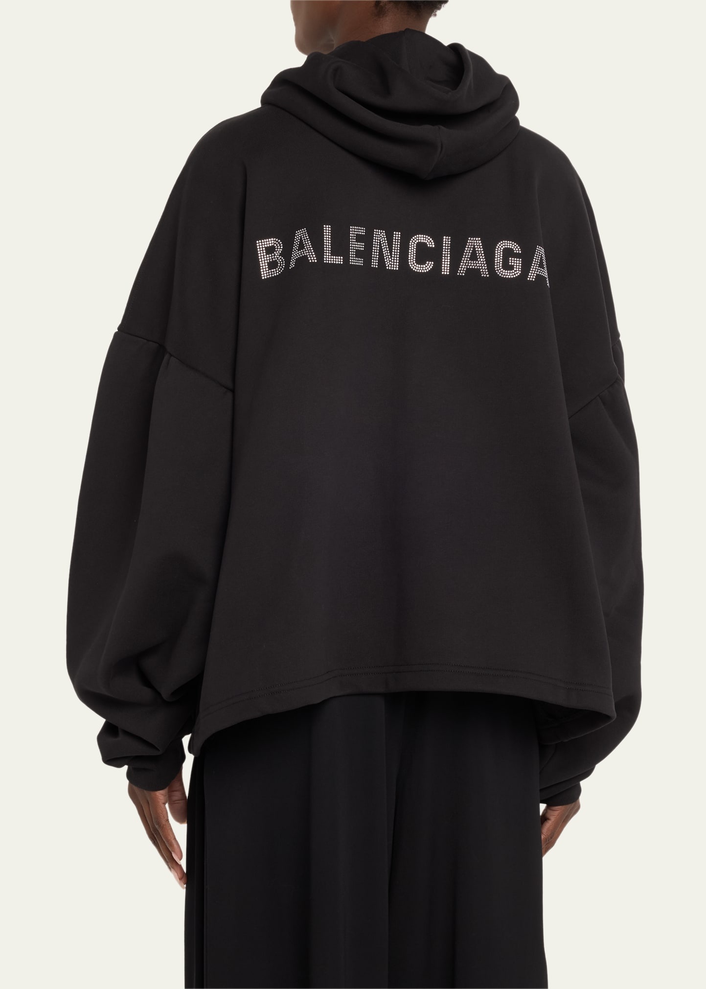 Logo Embellished Cropped Hoodie - 3