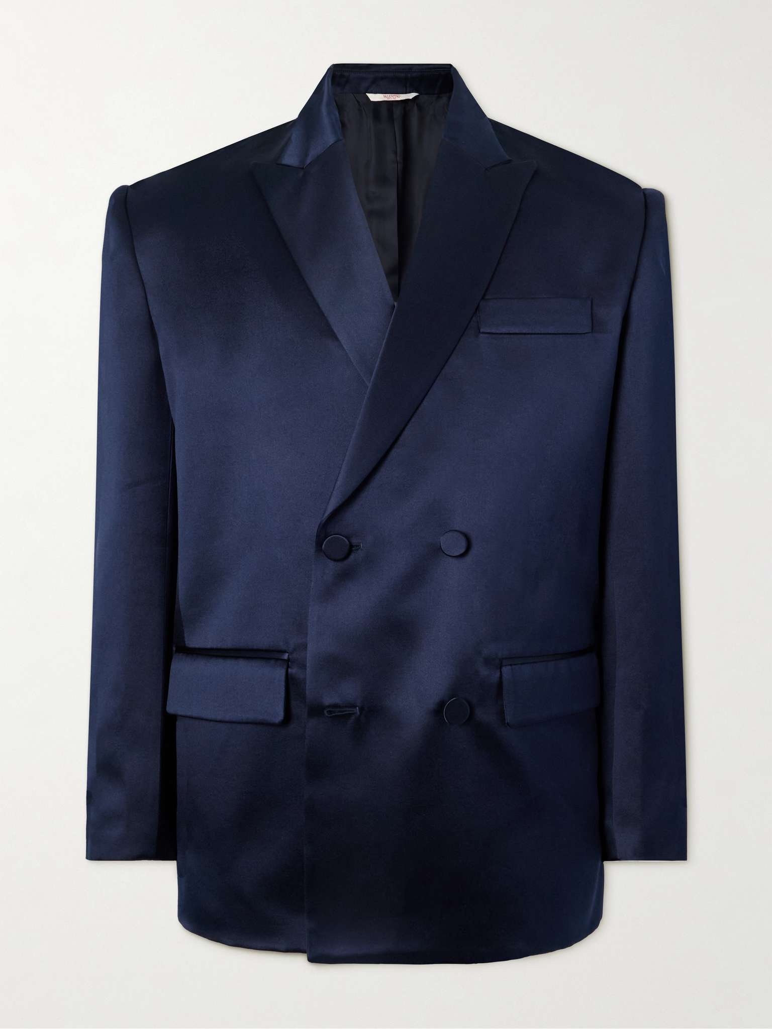 Double-Breasted Silk-Satin Suit Jacket - 1