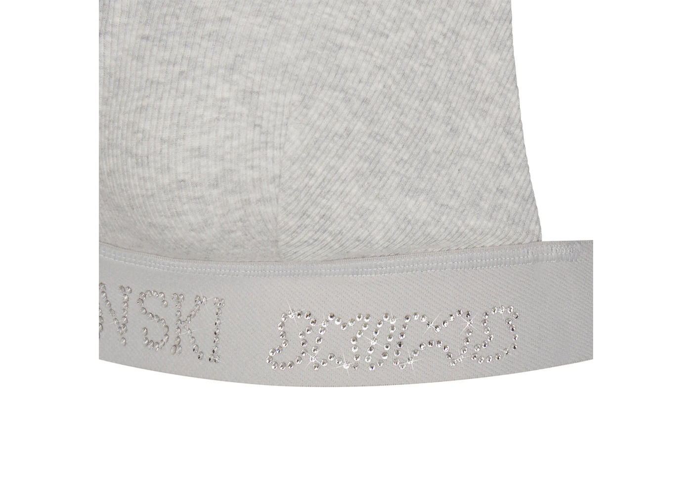 SKIMS x Swarovski Cotton Rib Plunge Bralette Light Heather Grey - 2