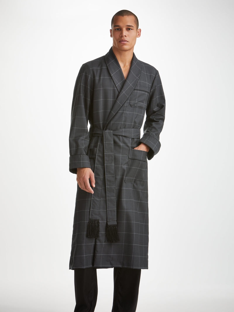 Men's Dressing Gown York 45 Wool Charcoal - 5