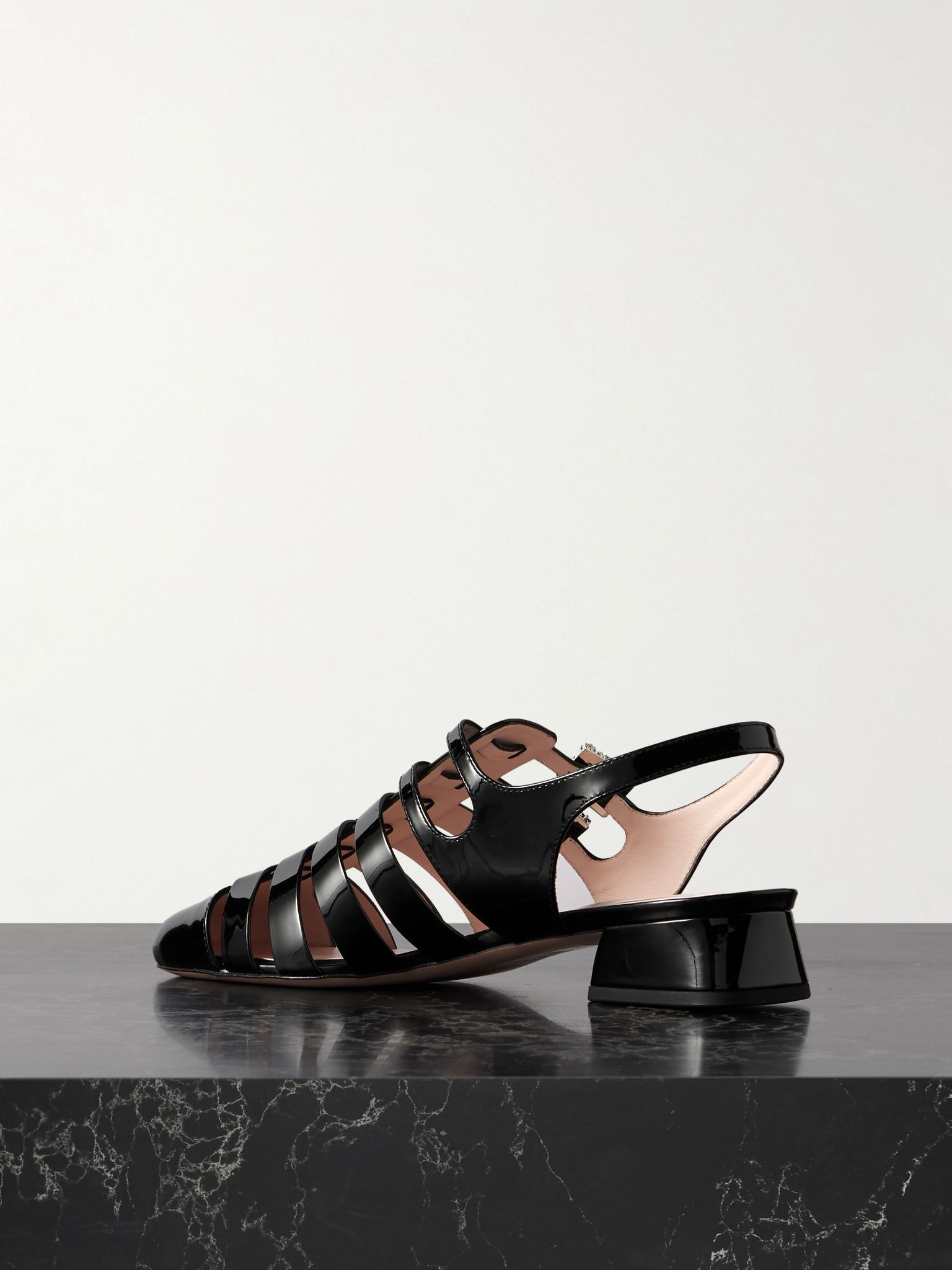 Mini Très Vivier 25 crystal-embellished patent-leather sandals Black - 3