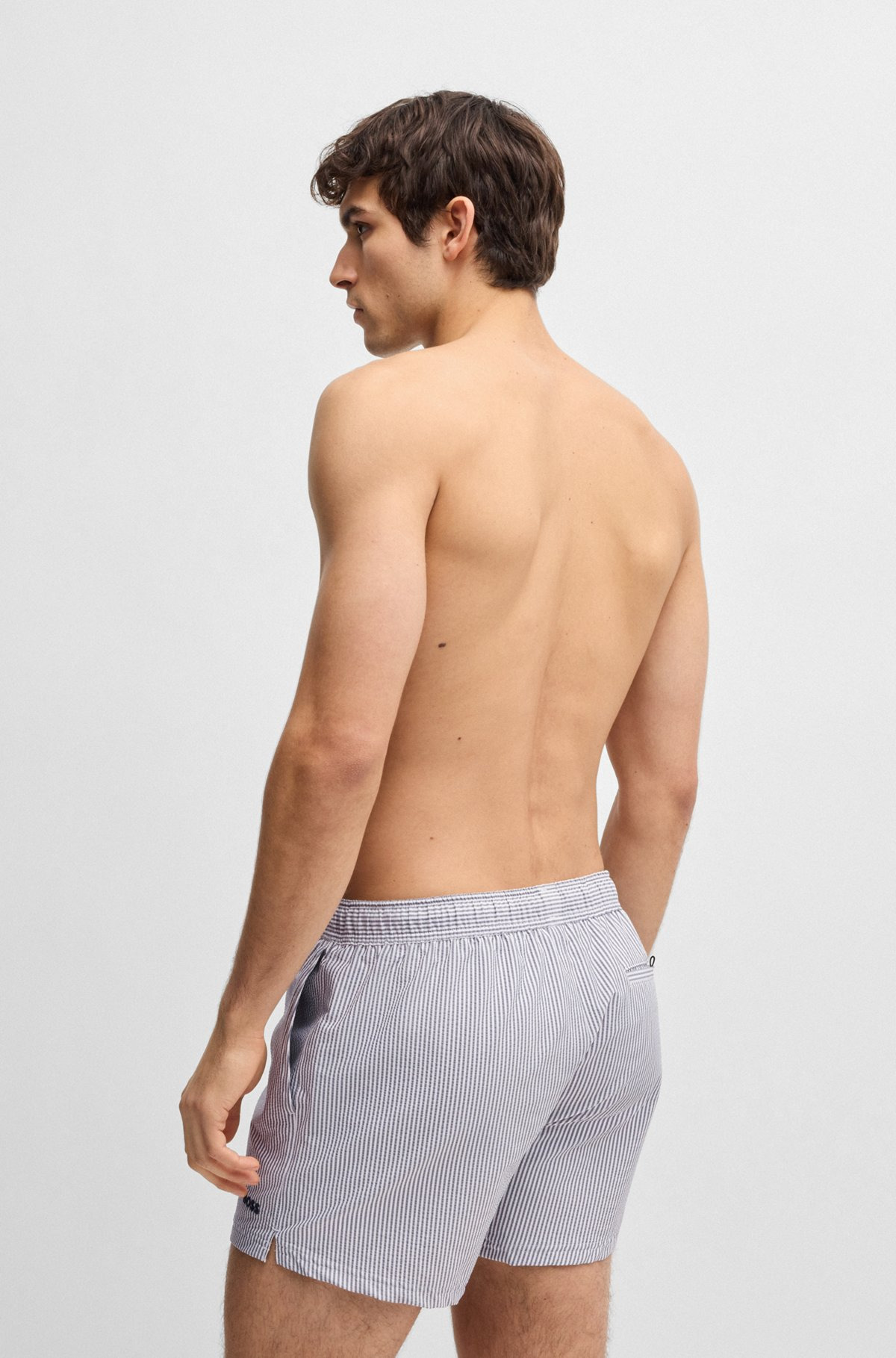 SWIM SHORTS IN STRIPED SEERSUCKER FABRIC - 4
