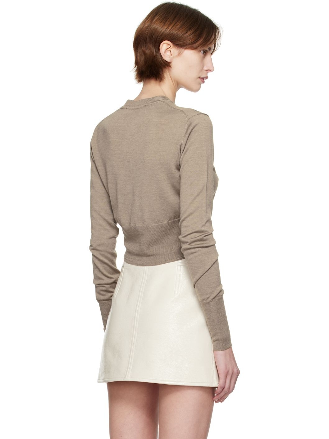 Taupe Bea Cropped Cardigan - 3