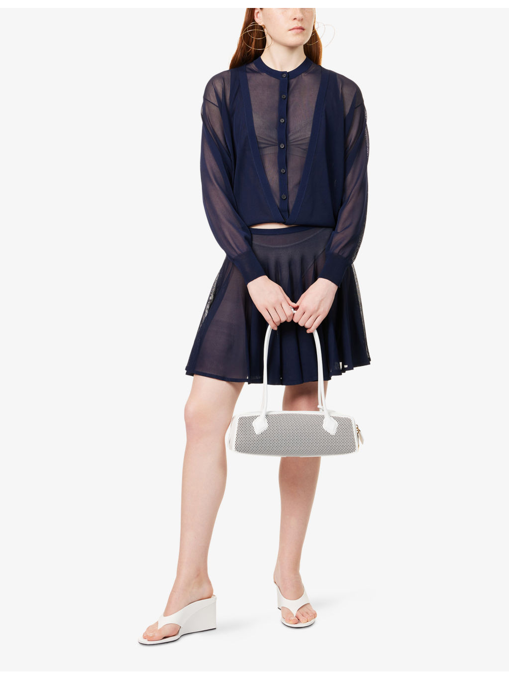 Folded Sheer Knitted Cardigan - 2