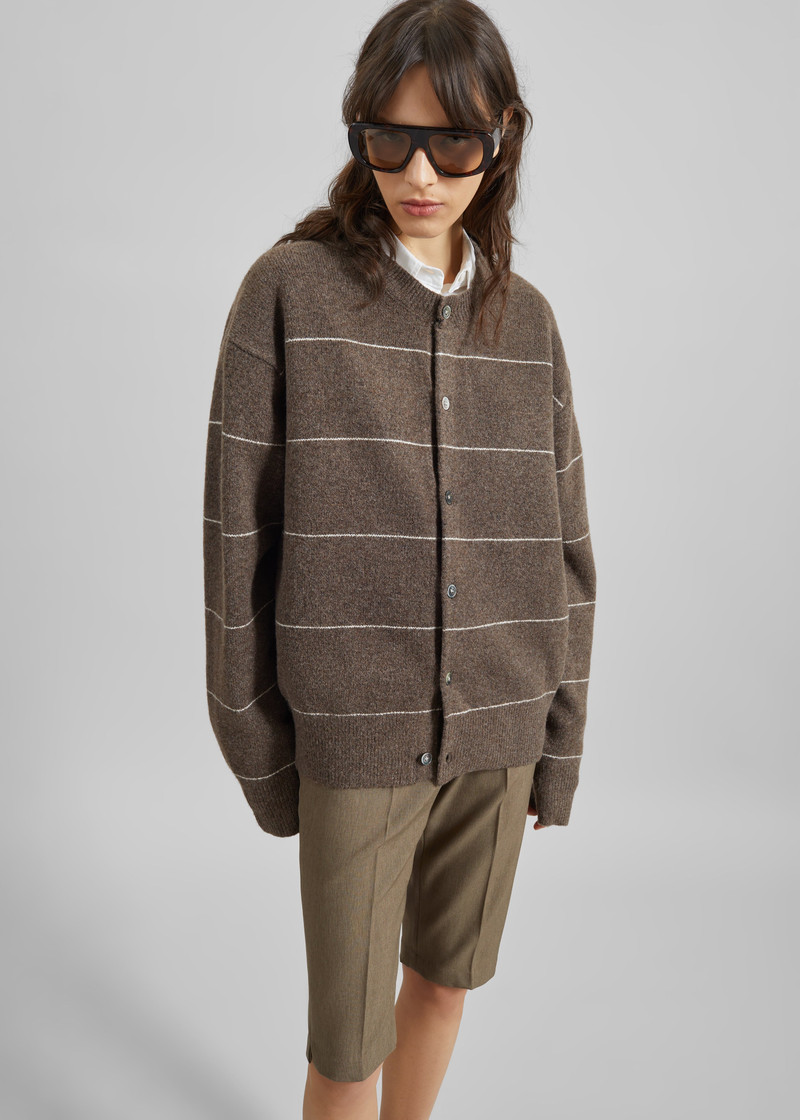 Stenvad Crewneck Cardigan - Brown/White Stripe 3