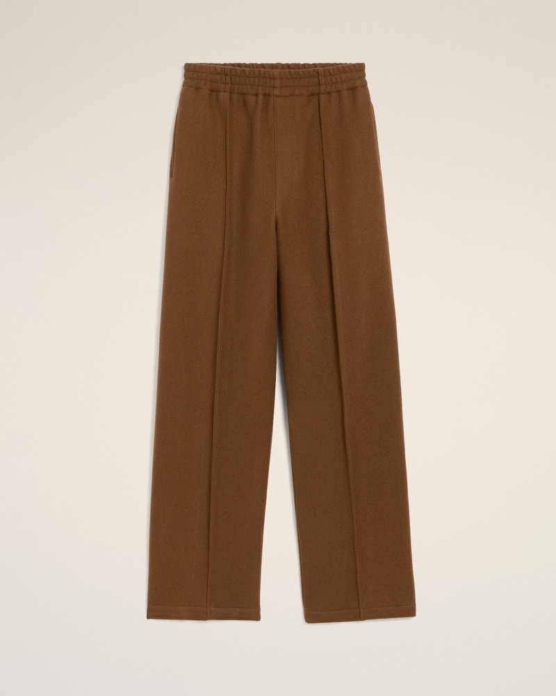 BROWN WOOL ELASTICATED TROUSERS 1