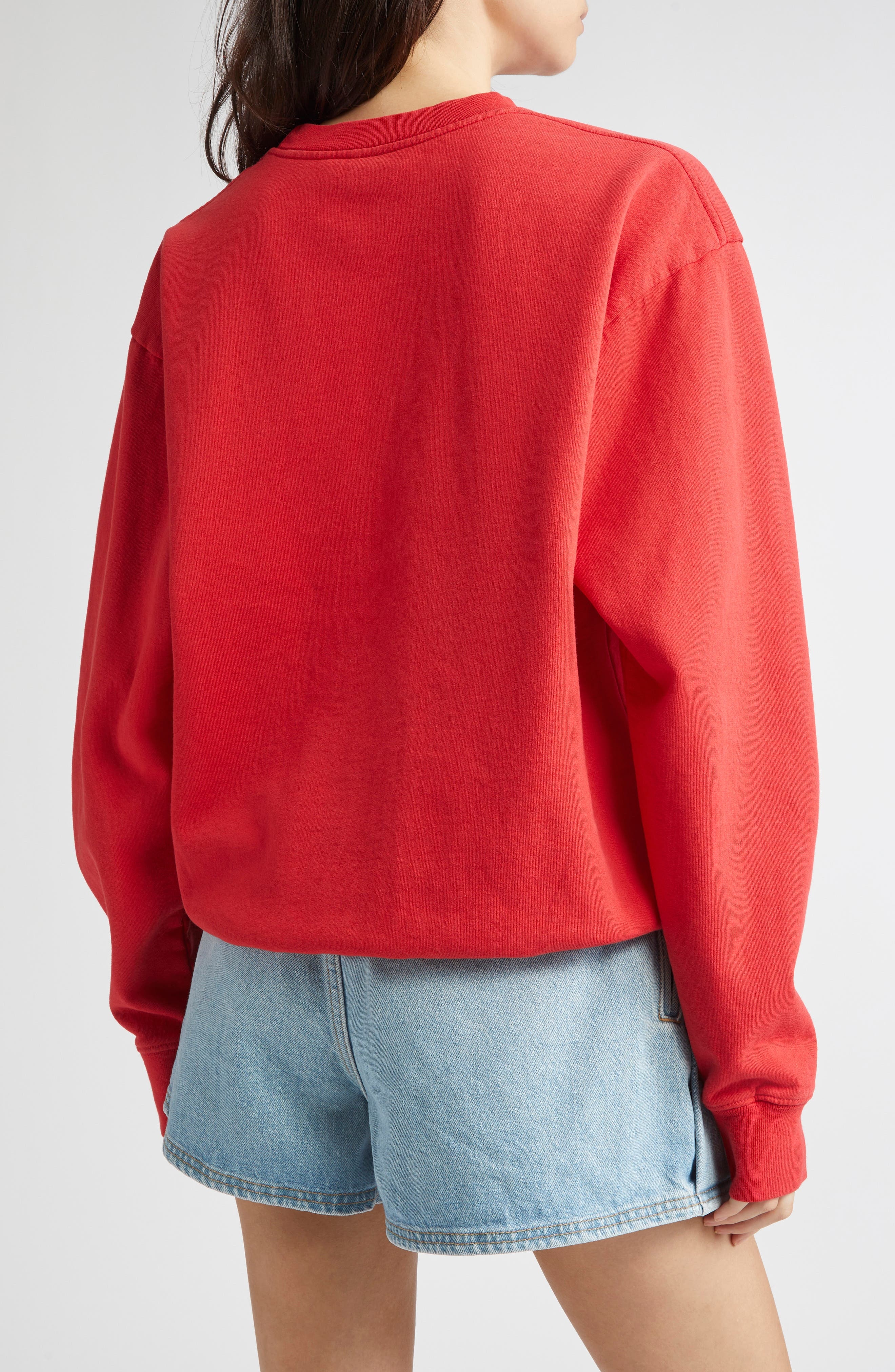 Sporty & Rich New York Ivy Cotton Crewneck Sweatshirt in Ruby at Nordstrom - 3