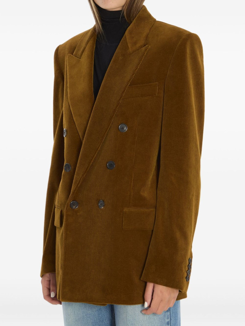 SAINT LAURENT corduroy double-breasted blazer outlook