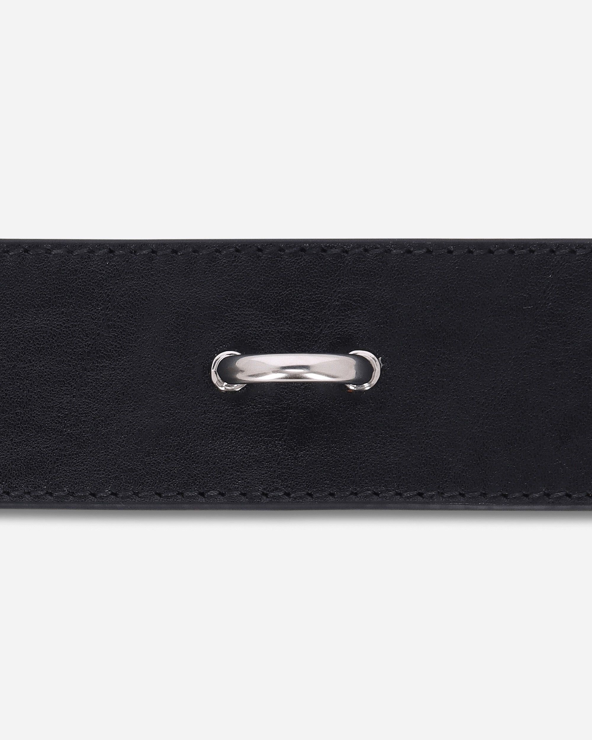 Elasticated Leather Belt Black - 6