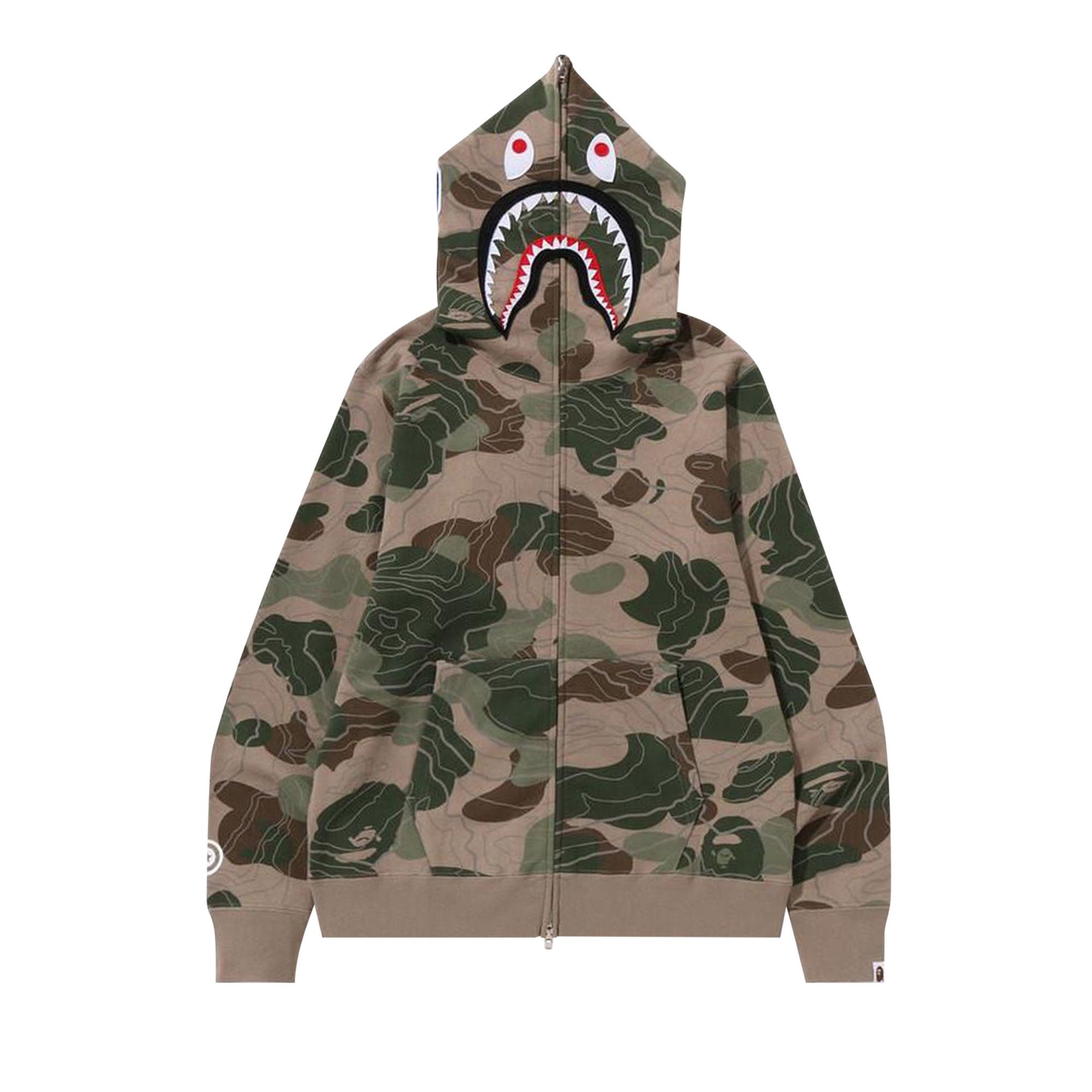 BAPE Layered Line camo Shark Full Zip Hoodie 'Beige' - 1