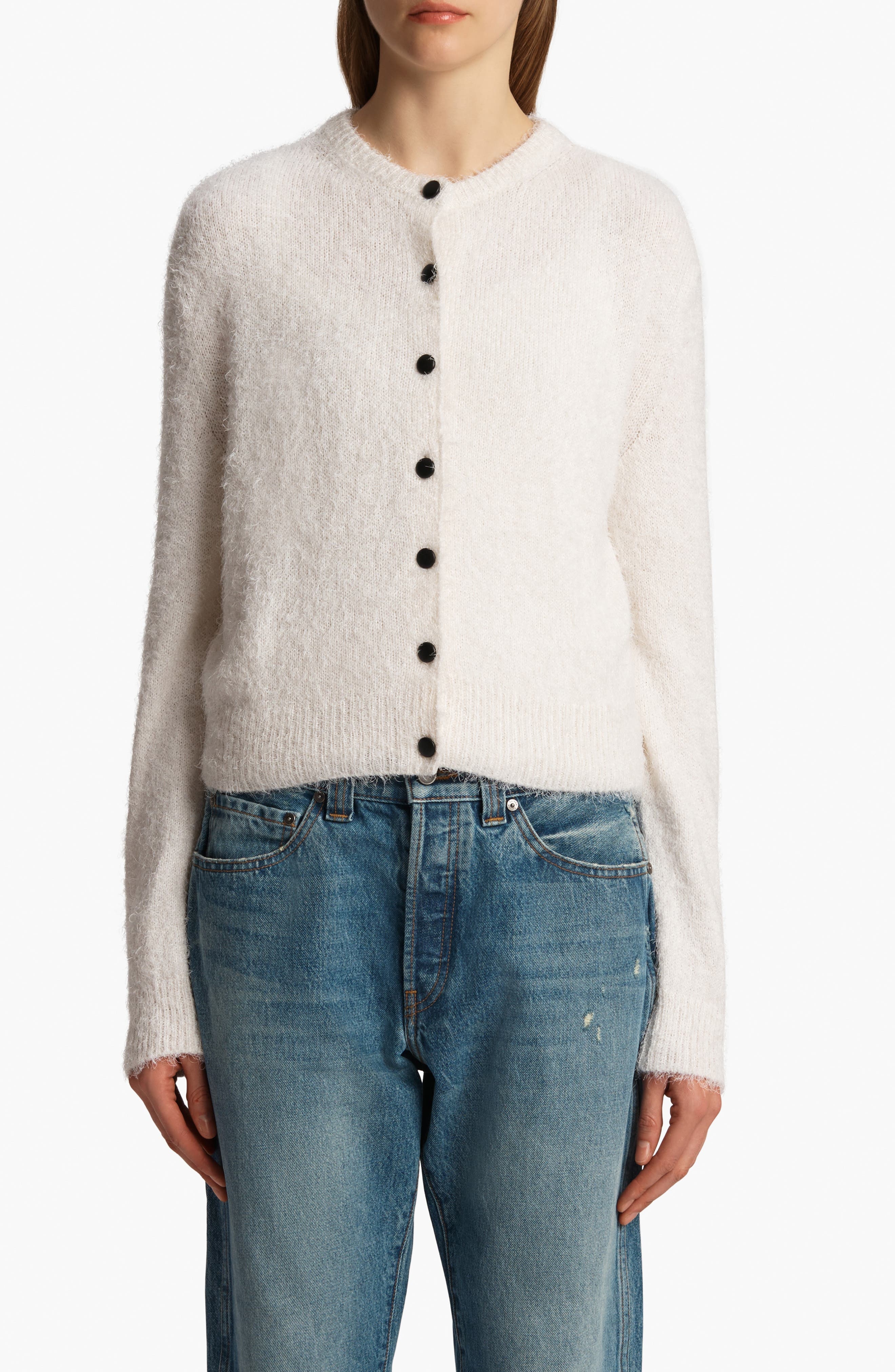 Khaite Jules Silk & Cashmere Eyelash Cardigan in Glaze at Nordstrom - 1