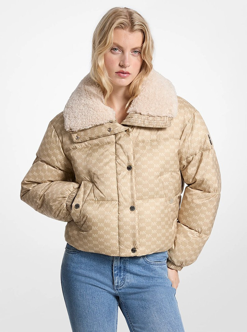 Logo Print and Sherpa Puffer Jacket 1