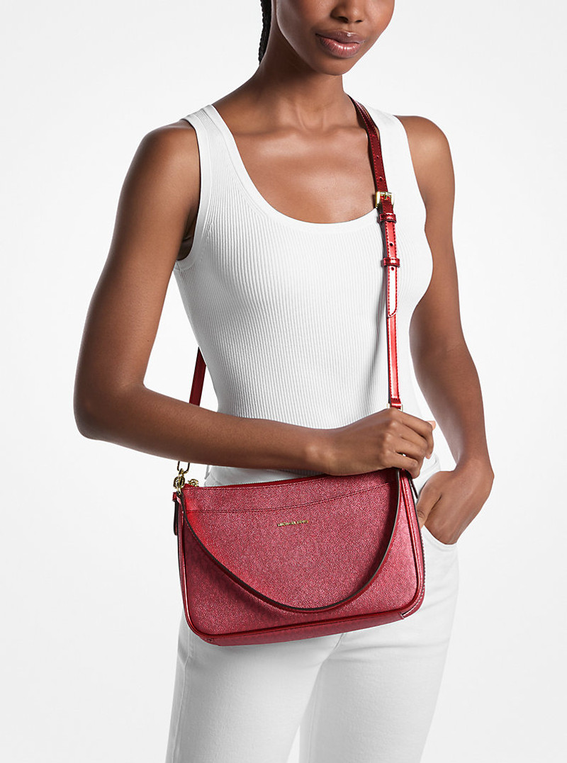 Jet Set Medium Metallic Signature Logo Convertible Crossbody Bag 3
