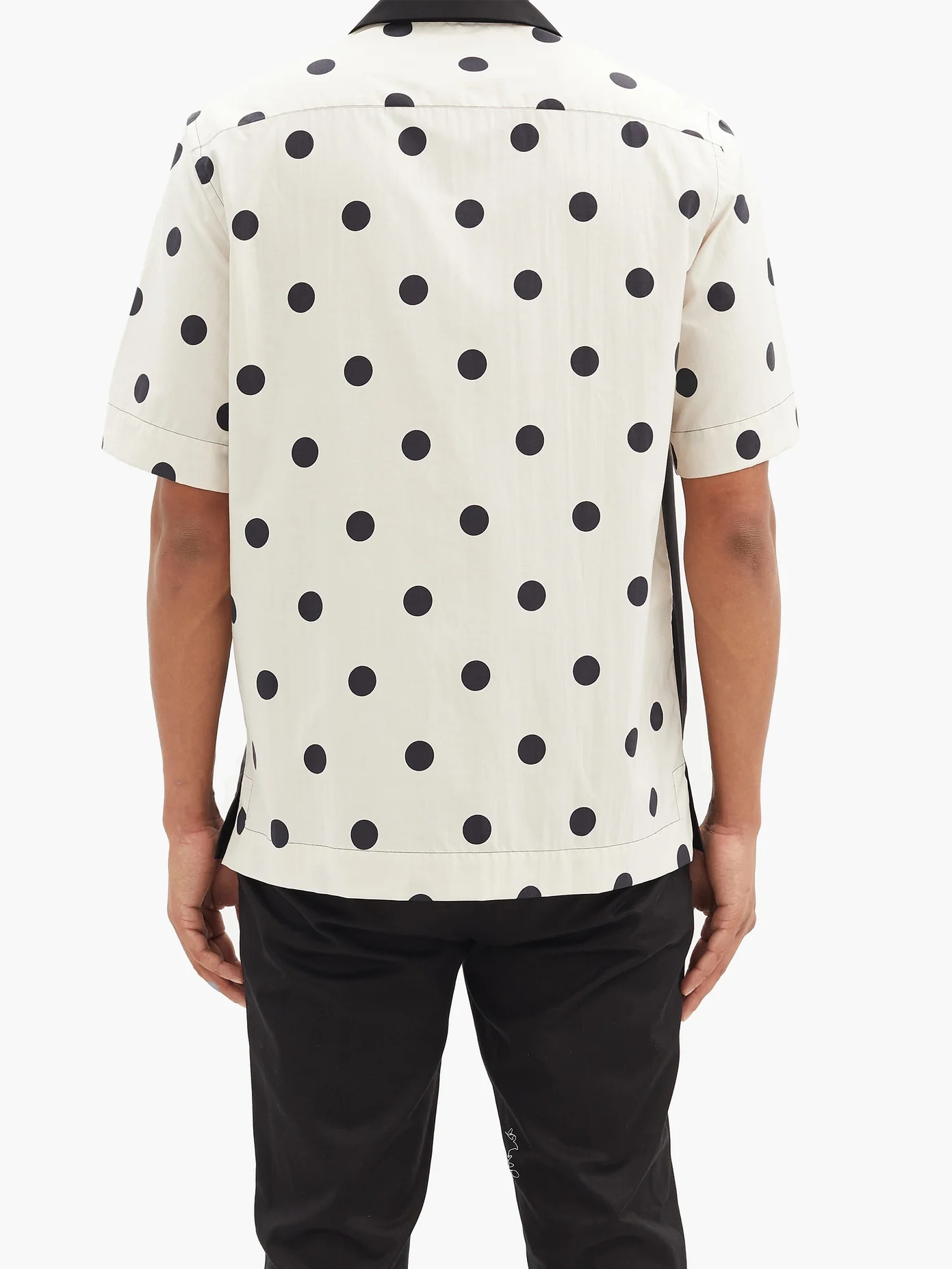 Paneled polka-dot cotton-blend poplin shirt - 5