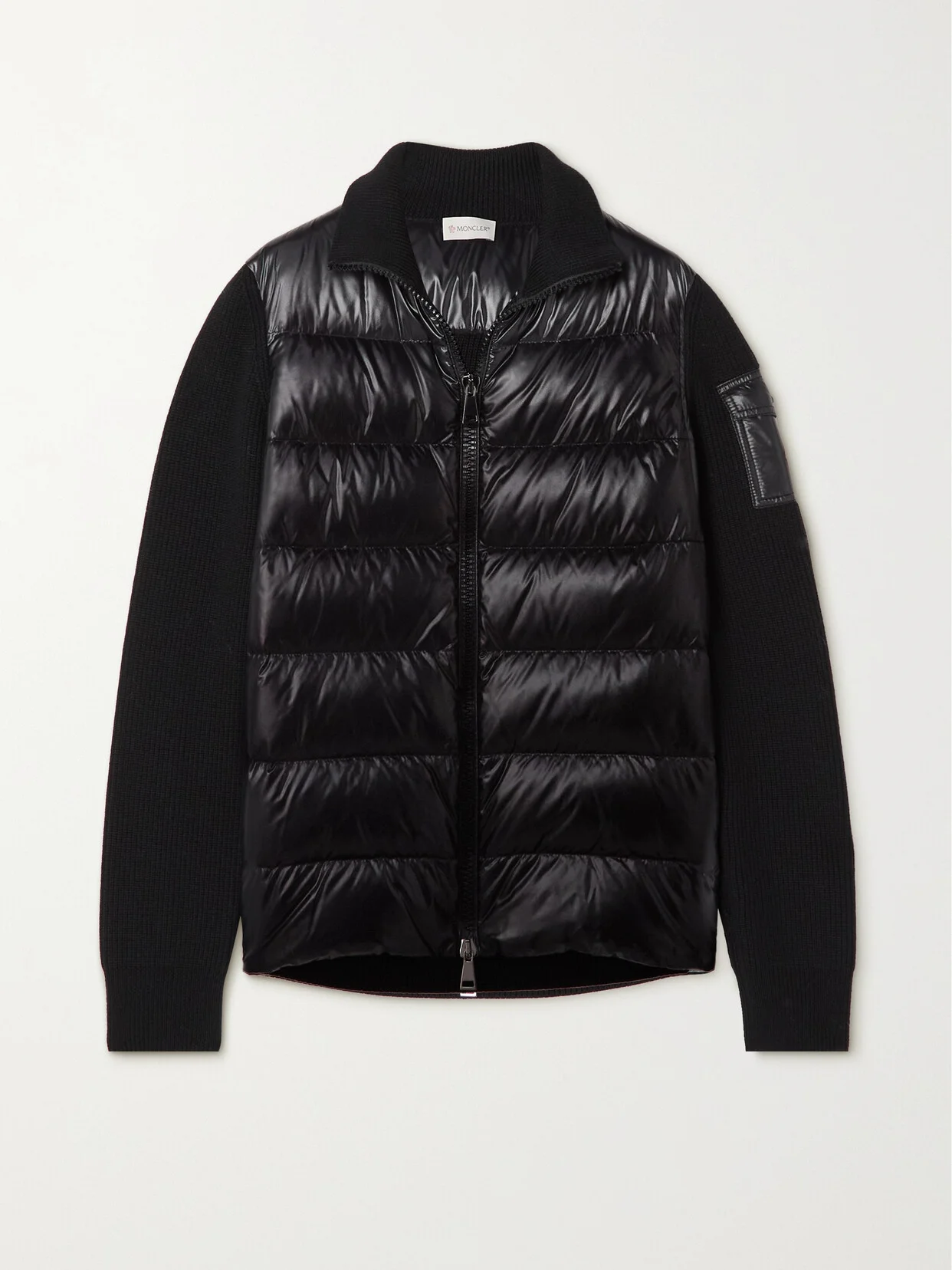 Ribbed Wool And Quilted Glossed-shell Down Jacket - 1