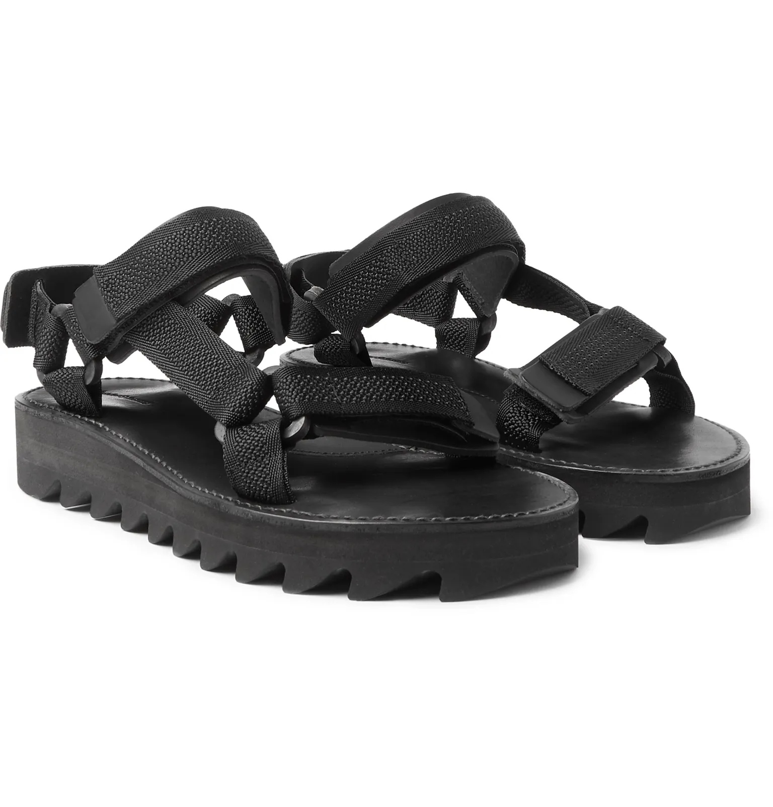 Leather-Trimmed Webbing Sandals - 2