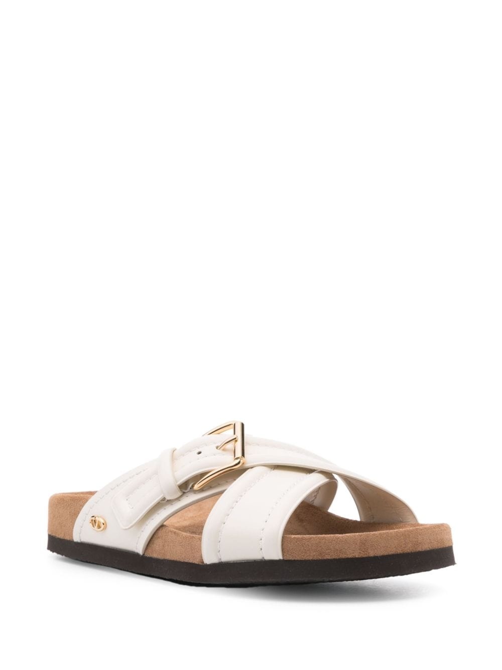 VLogo-plaque leather slides - 2