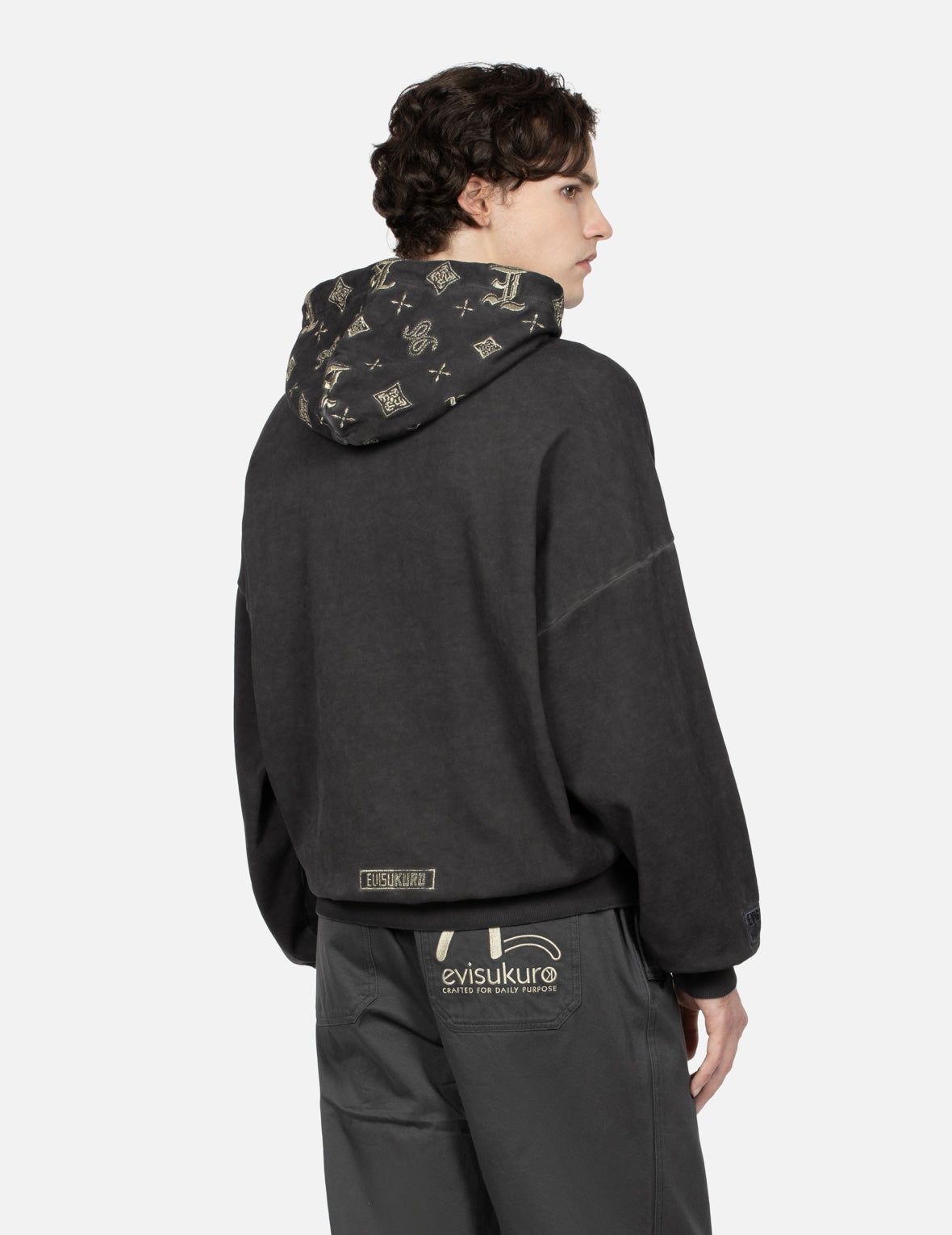 Monogram Embroidery Garment Dye Oversized Hoodie - 8