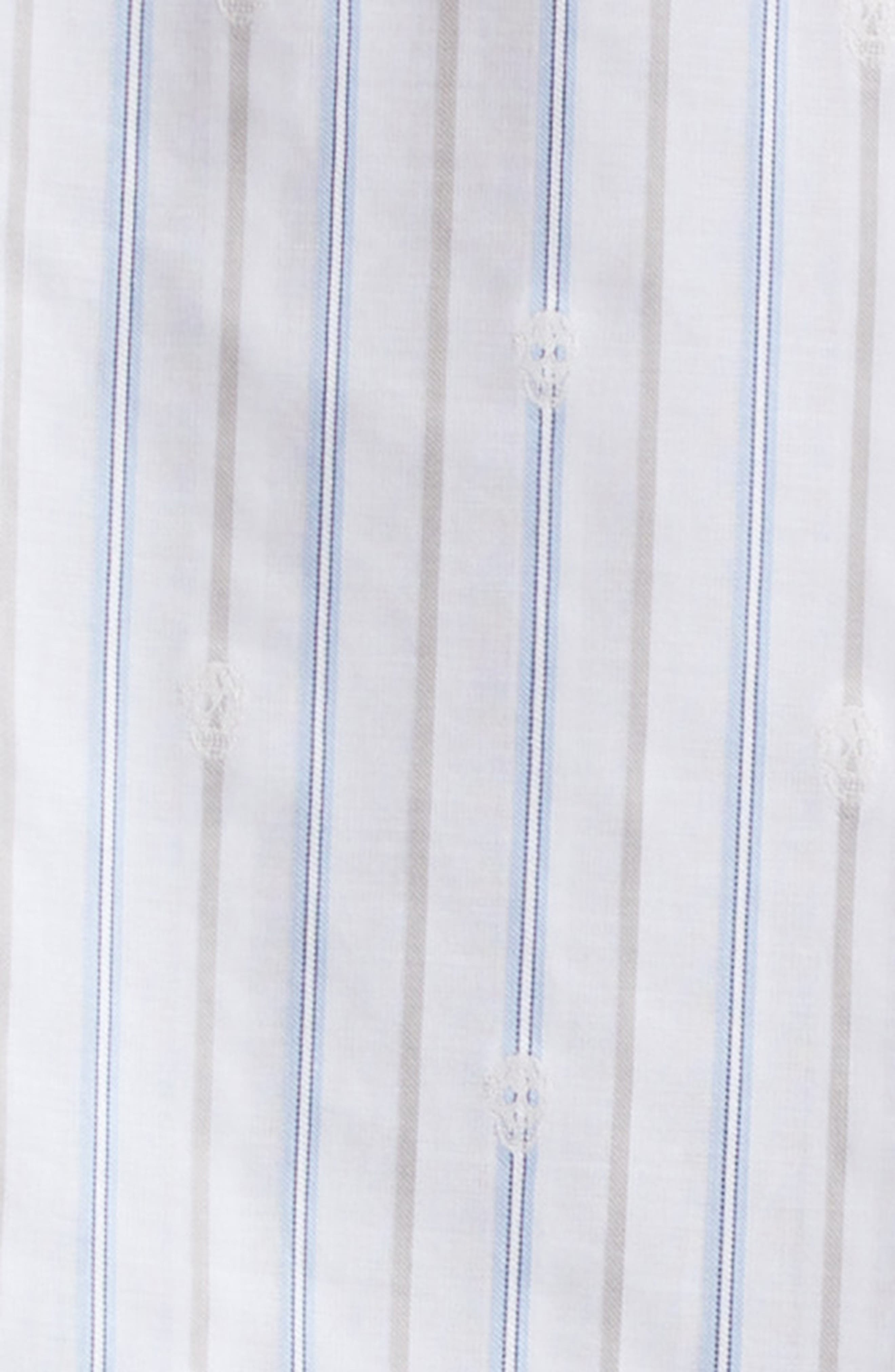 McQueen Skull Stripe Camp Shirt in White-Blue-Grey at Nordstrom - 6