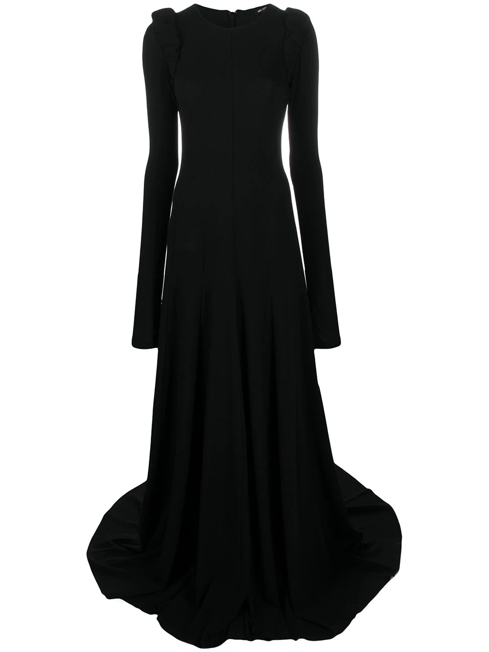 padded shoulder flared floor length gown - 1