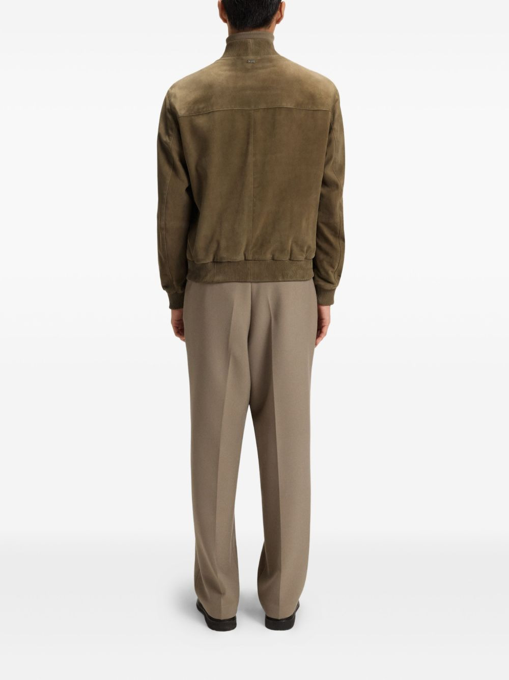 suede zip-front bomber jacket - 3