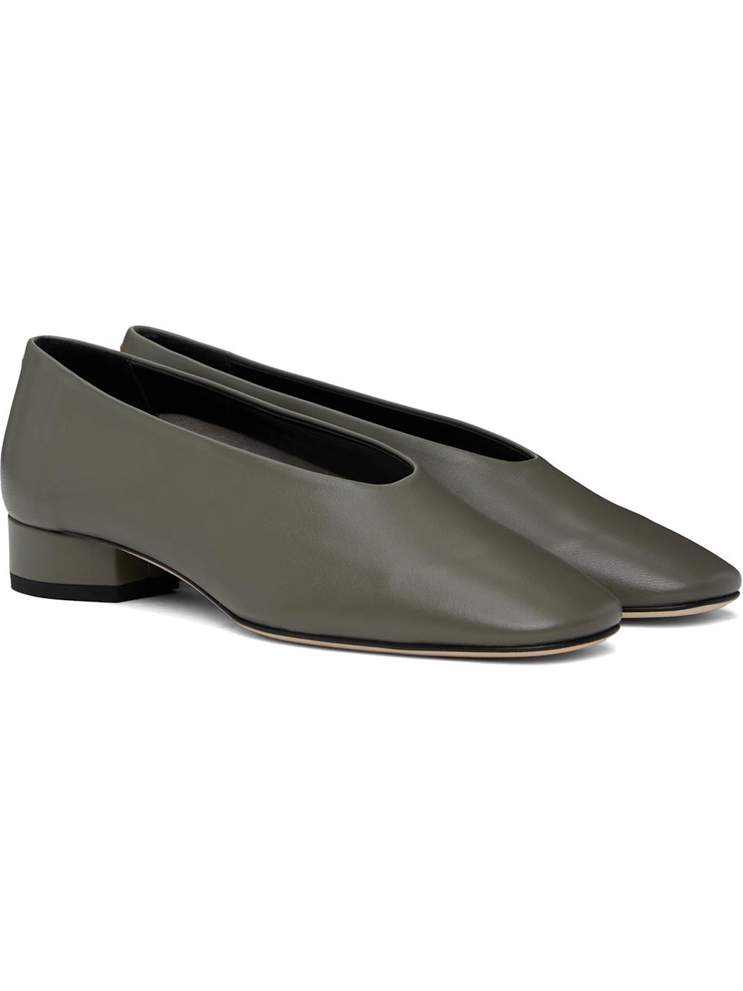 Gray Delia Leather Ballerina Flats - 4