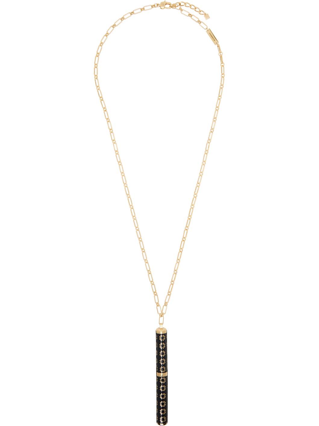 Gold & Black Charm Pen Monogram Pendant Necklace - 1