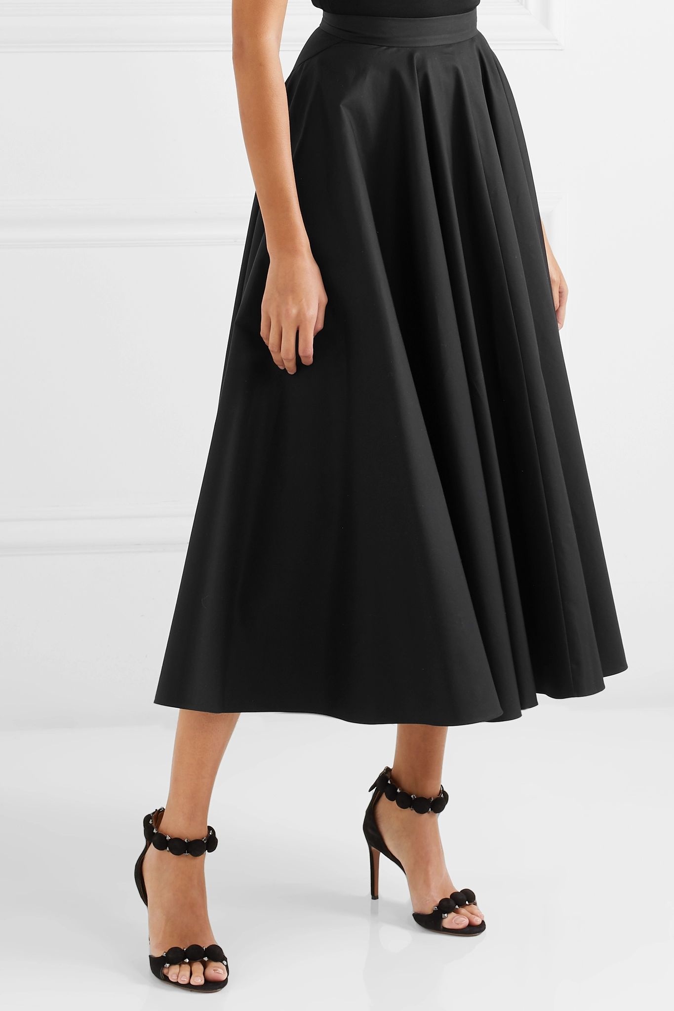 Pleated cotton-twill midi skirt - 3