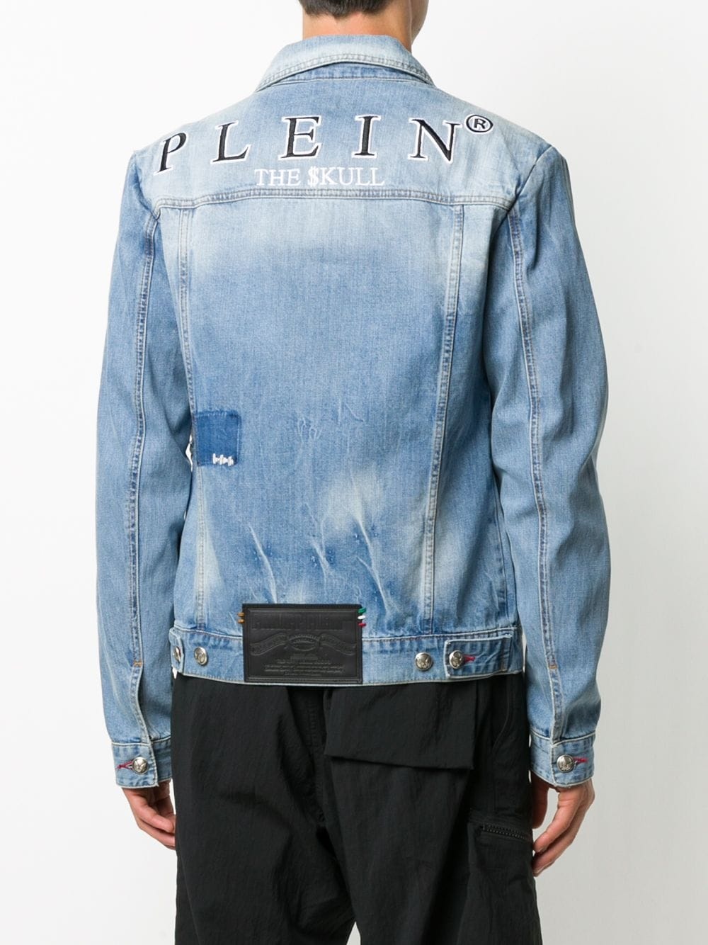 embroidered skull denim jacket  - 4