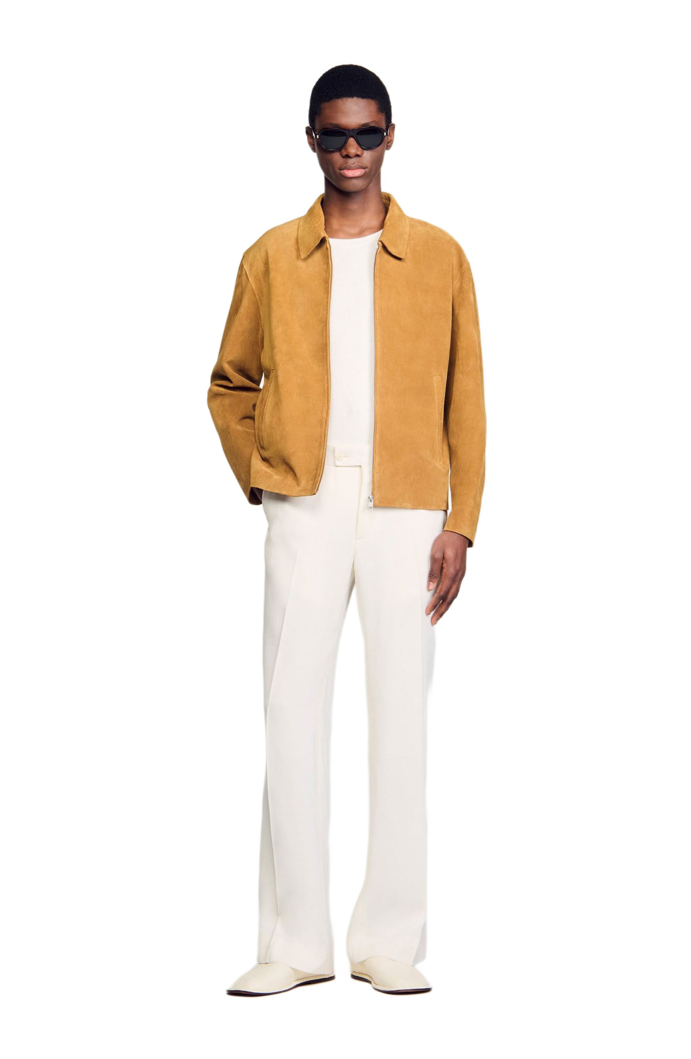 SANDRO Split leather jacket in Camel at Nordstrom - 7