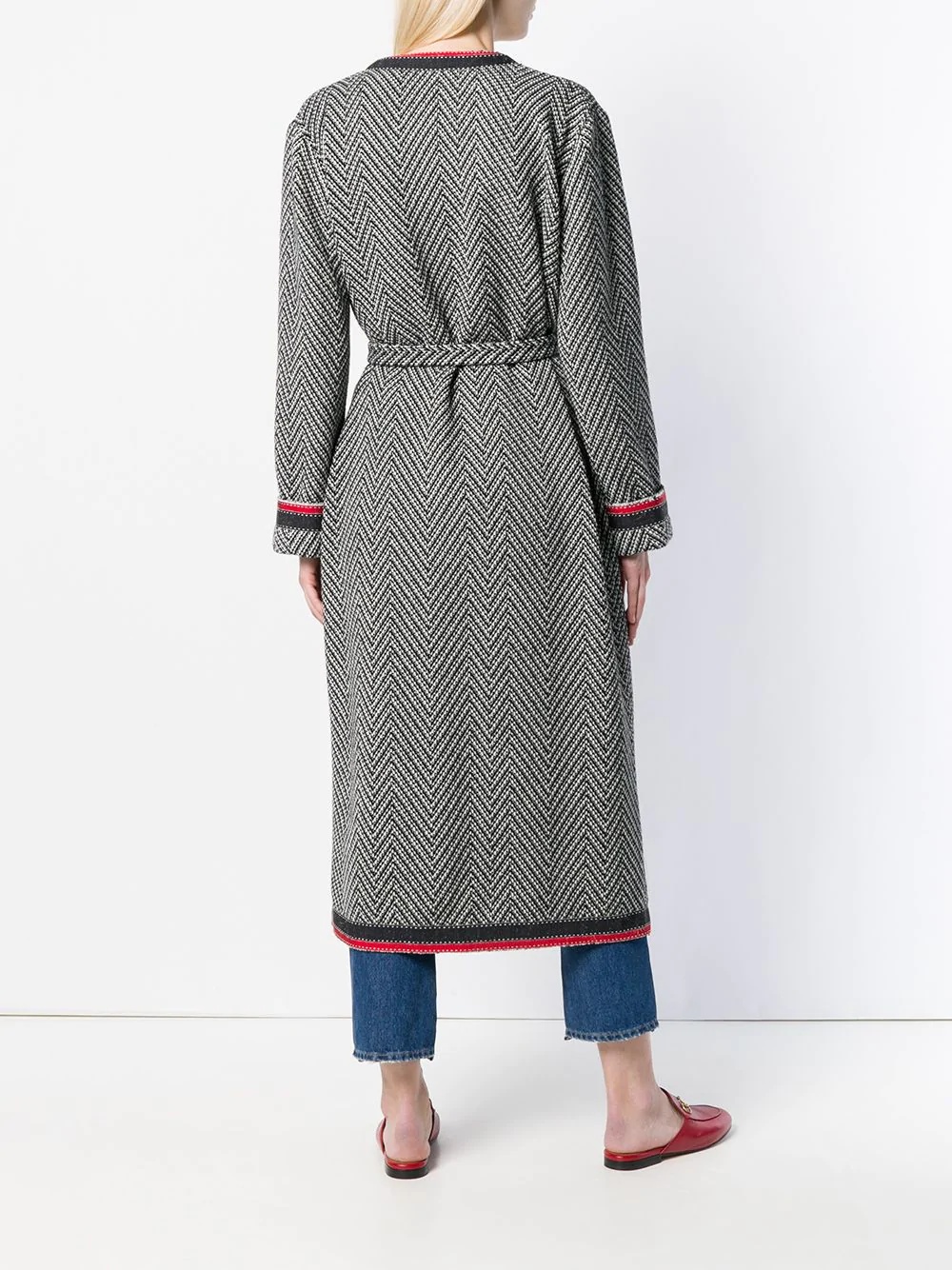 chevron tweed coat - 4