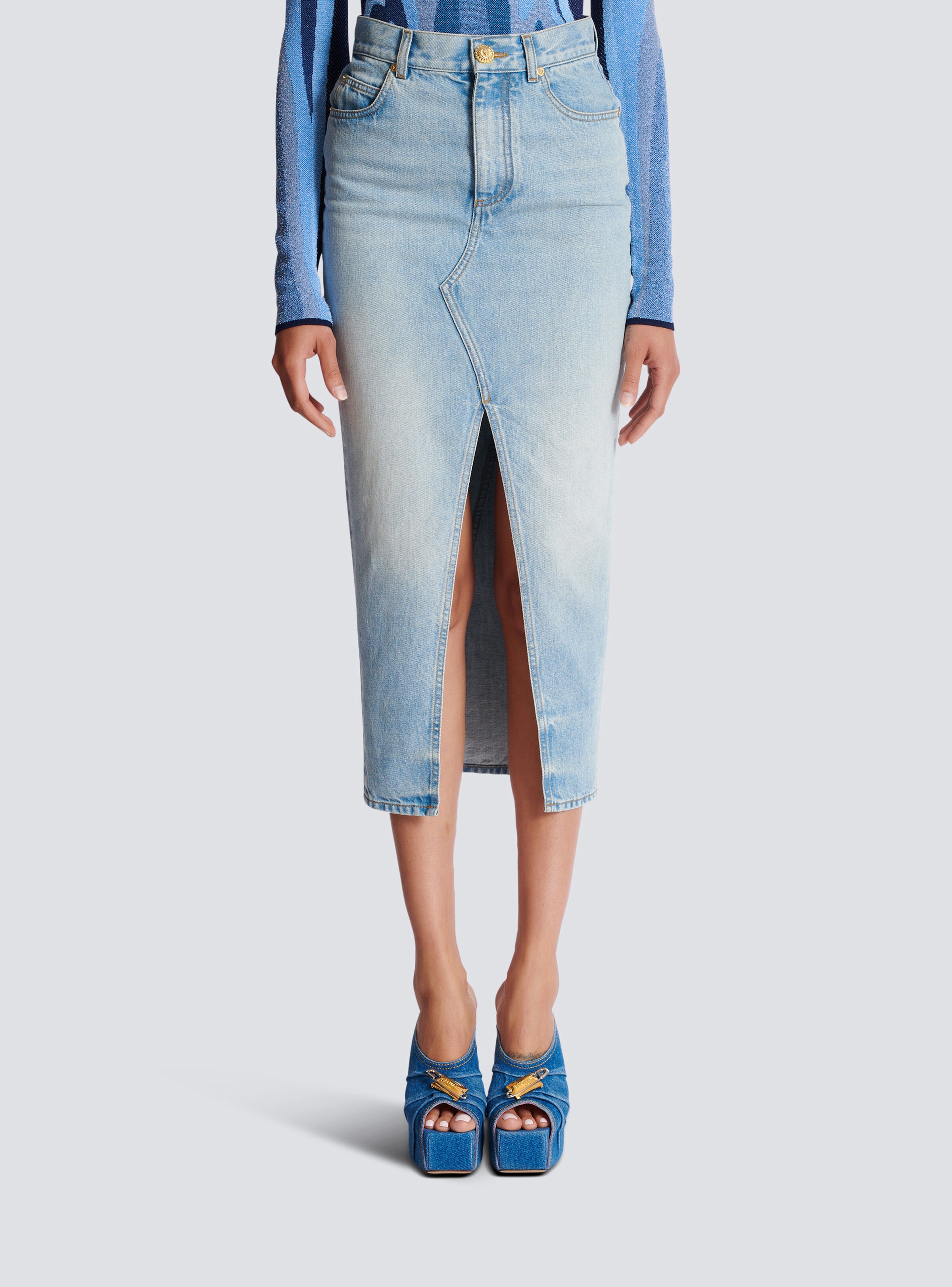 Denim midi skirt - 5