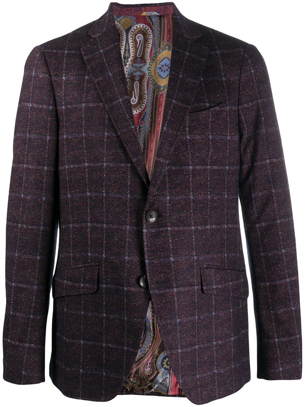 checked single-breasted blazer - 1